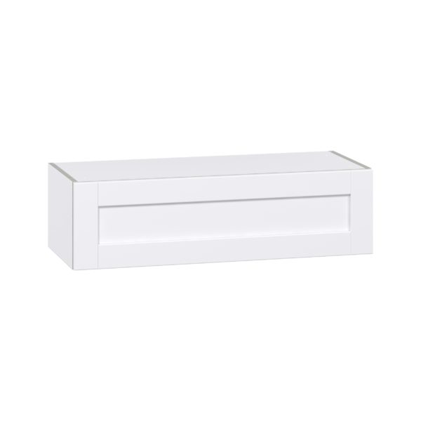 Lily Bright White  Slab Assembled Deep Wall Bridge Cabinet with Lift Up Door (30 in. W X 10 in. H X 24 in. D)