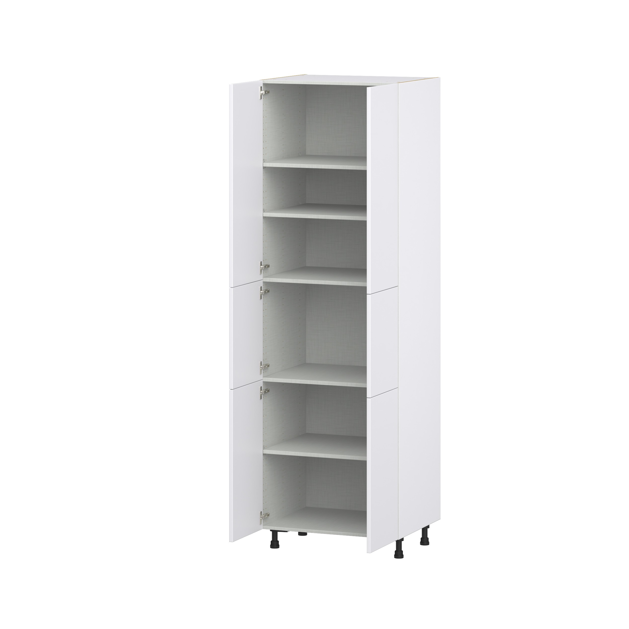 Lily Bright White Slab Assembled Pantry Cabinet with 5 Shelves (30 in. W x 94.5 in. H x 24 in. D)