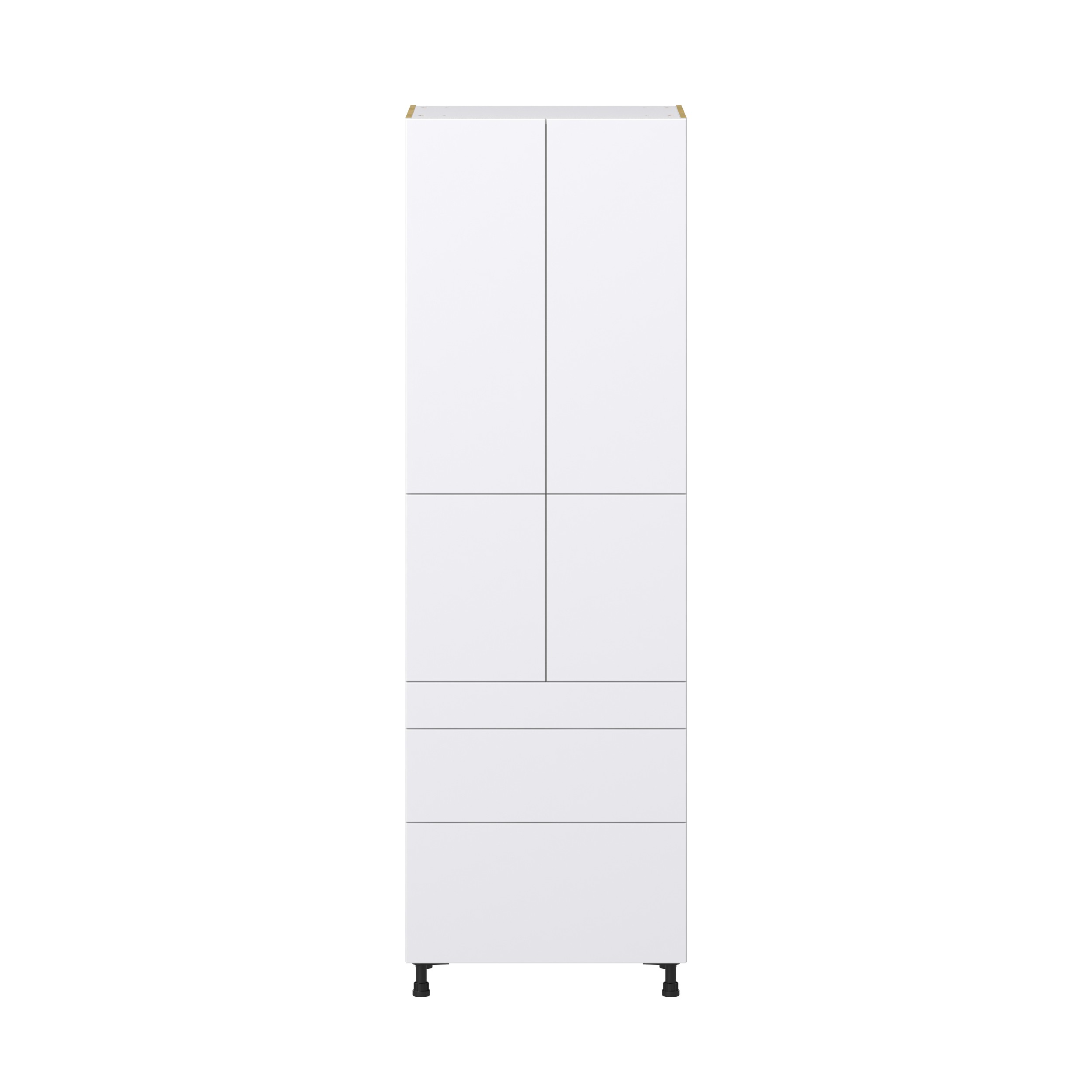 Lily Bright White Slab Assembled Pantry Cabinet with 3 Drawers and 2 Inner Drawers (30 in. W x 94.5 in. H x 24 in. D)