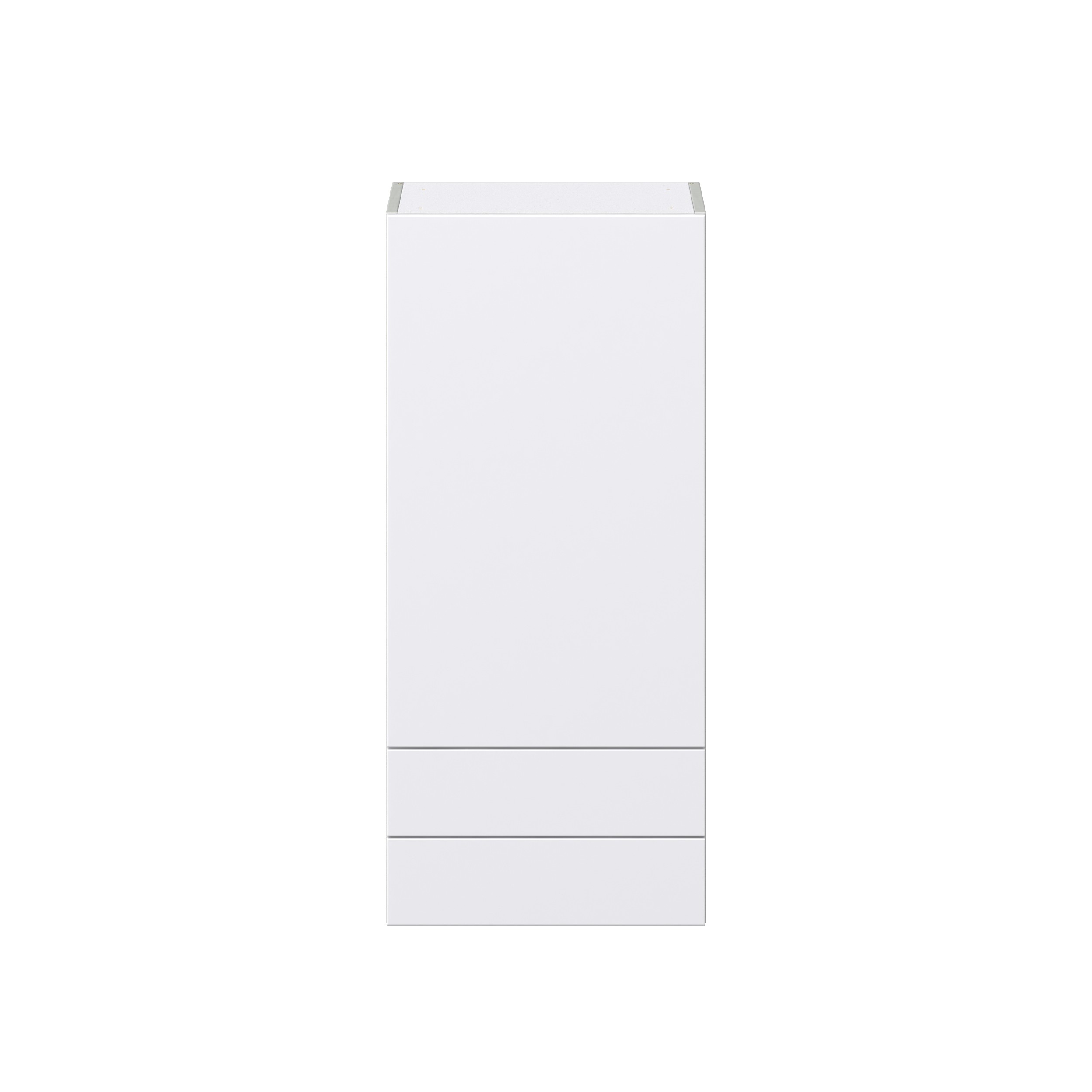 Lily Bright White Slab Assembled Wall Cabinet with a Door and Two 5 in. Drawers (18 in. W x 40 in. H x 14 in. D)