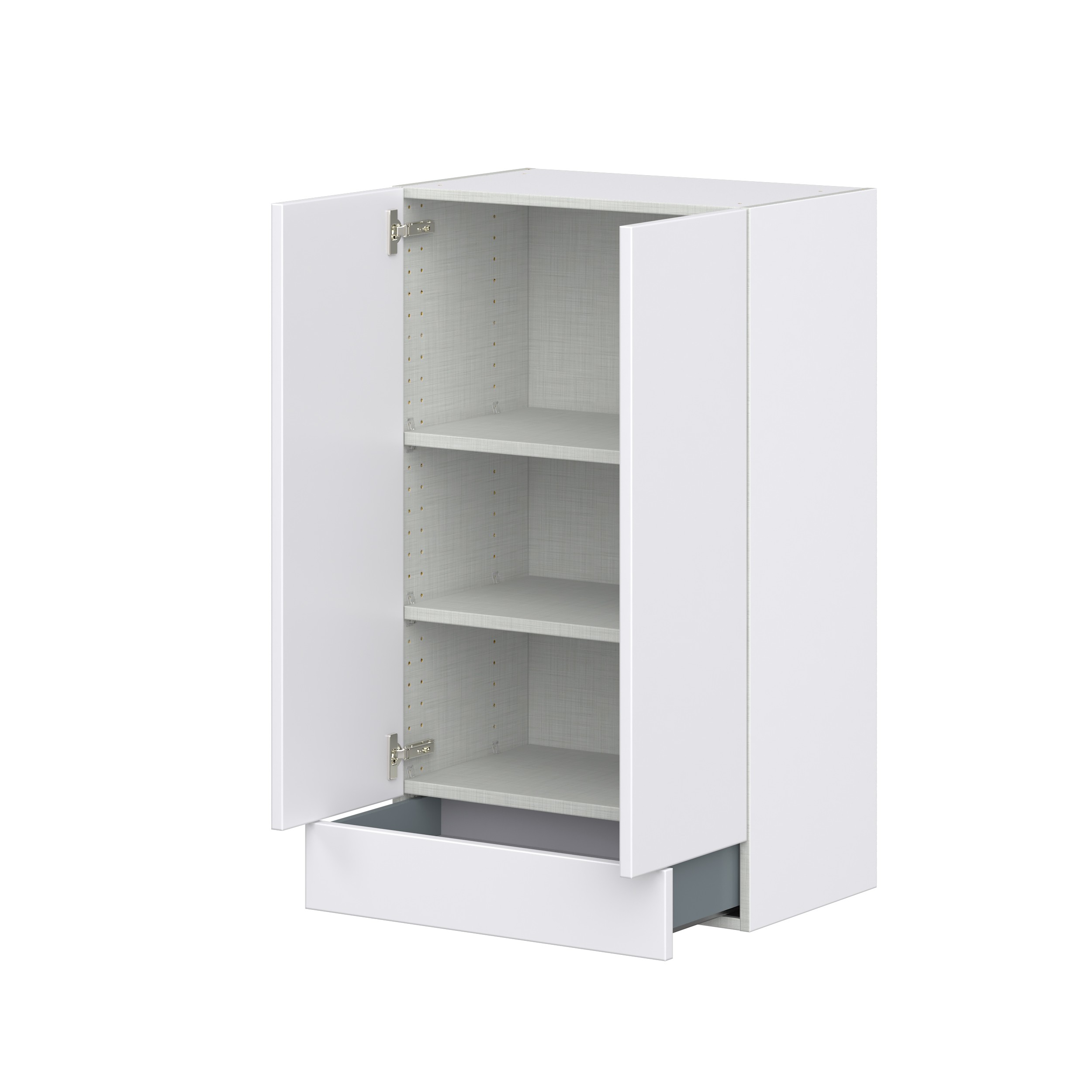 Lily Bright White Slab Assembled Wall Cabinet with 2 Doors and a 5 in. Drawer (24 in. W x 40 in. H x 14 in. D)