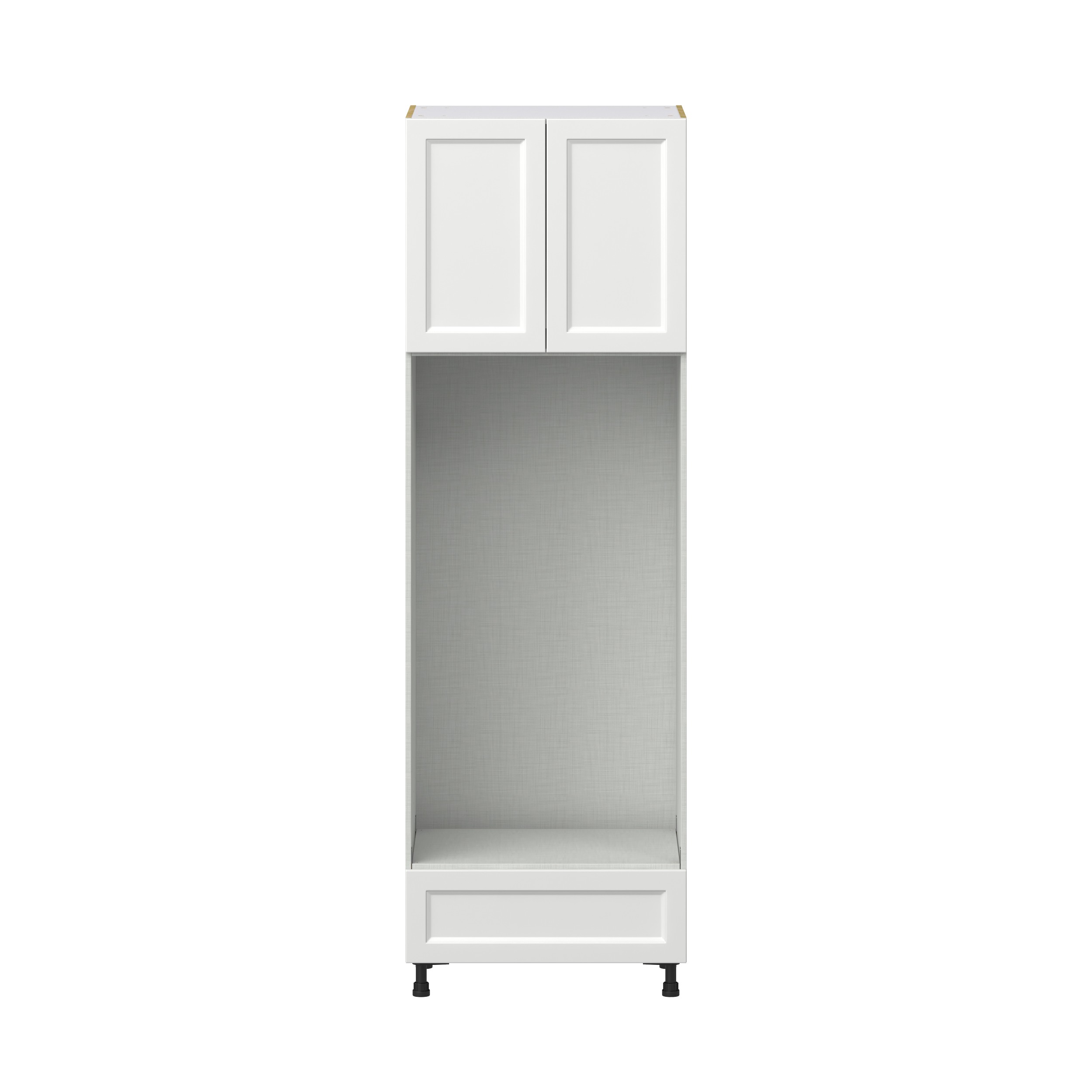 Magnolia Painted Bright White Recessed Assembled Pantry Micro/Oven Cabinet with Drawer (30 in. W X 94.5 in. H X 24 in. D)