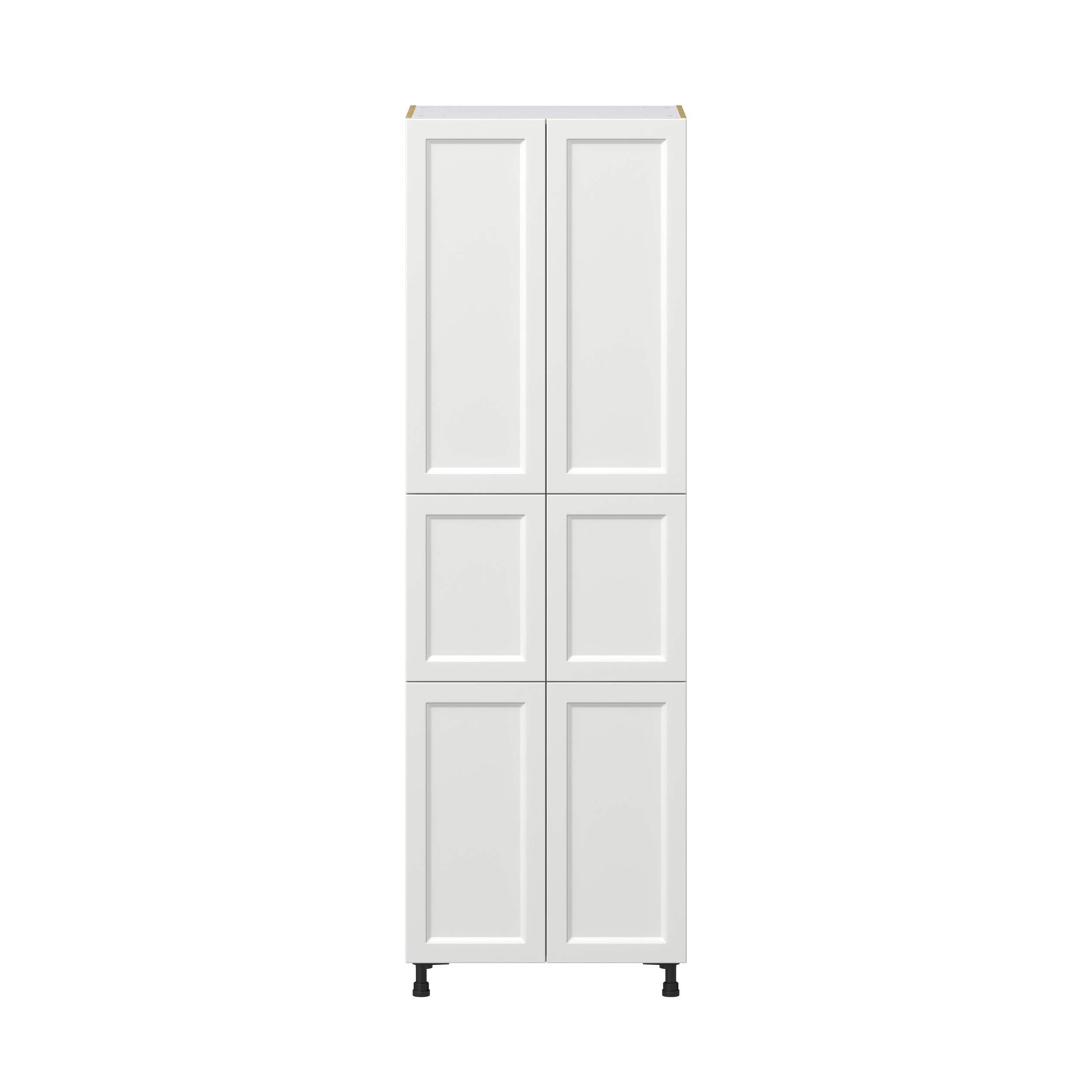 Magnolia Painted Bright White Recessed Assembled Pantry Cabinet with 6 Doors and 3 Inner Drawers (30 in. W X 94.5 in. H X 24 in. D)