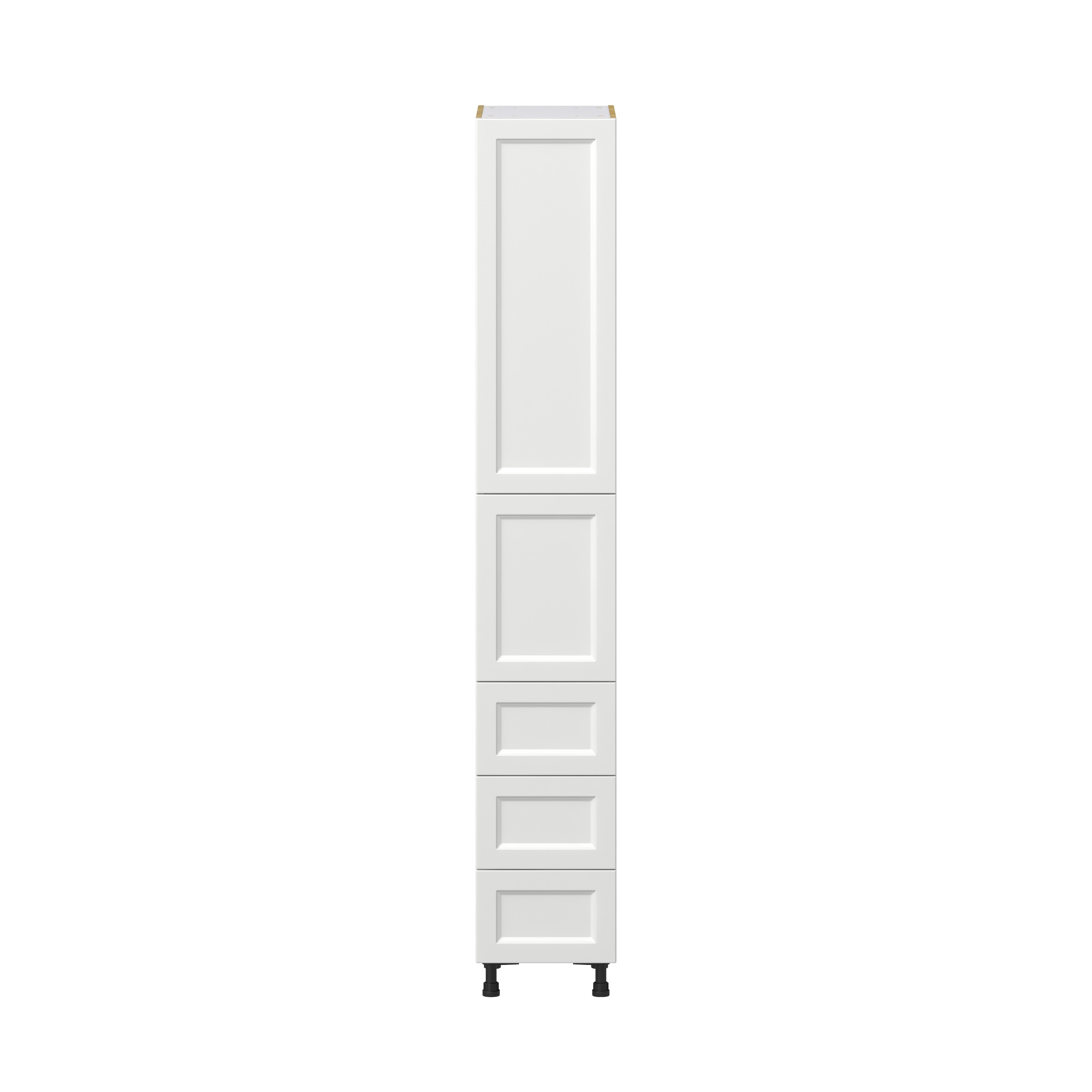 Magnolia Painted Bright White Recessed Assembled Pantry Cabinet 2 Doors with 3 Drawers and 2 Inner Drawers (15 in. W X 94.5 in. H X 24 in. D)