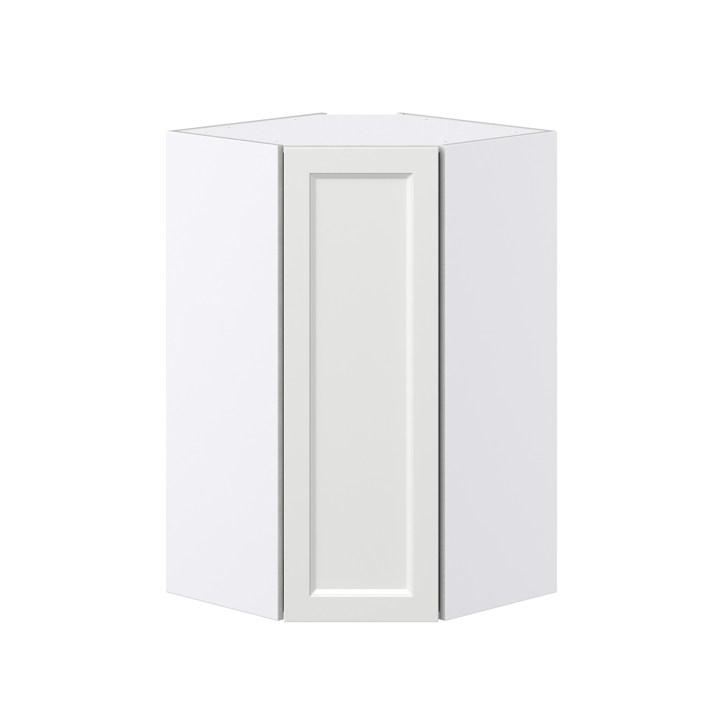 Magnolia Painted Bright White Recessed Assembled Wall Diagonal Corner Cabinet with a Door (24 in. W x 40 in. H x 24 in. D)