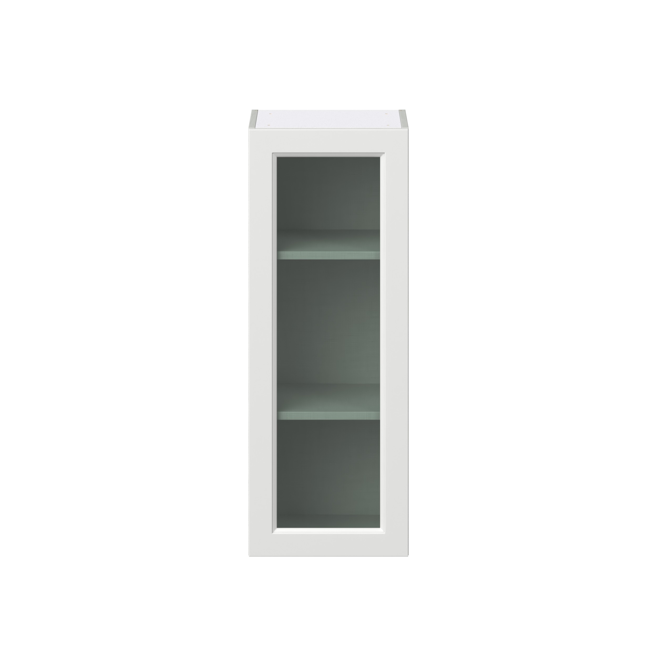 Magnolia Painted Bright White Recessed Assembled Wall Cabinet with a Full High Glass Door (15 in. W x 40 in. H x 14 in. D)