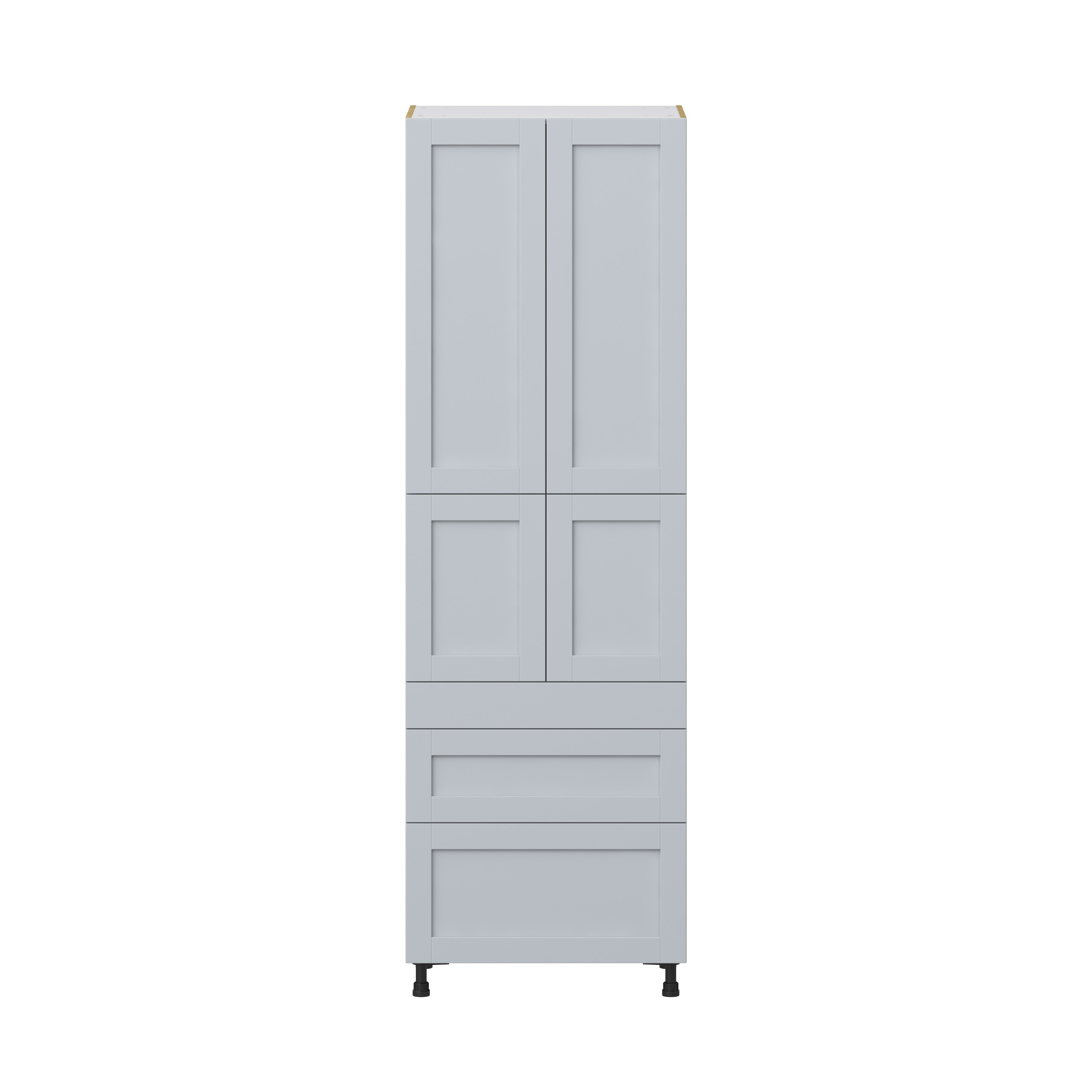 Sea Holly Light Gray Shaker Assembled Pantry Cabinet with 3 Drawers and 2 Inner Drawers (30 in. W x 94.5 in. H x 24 in. D)