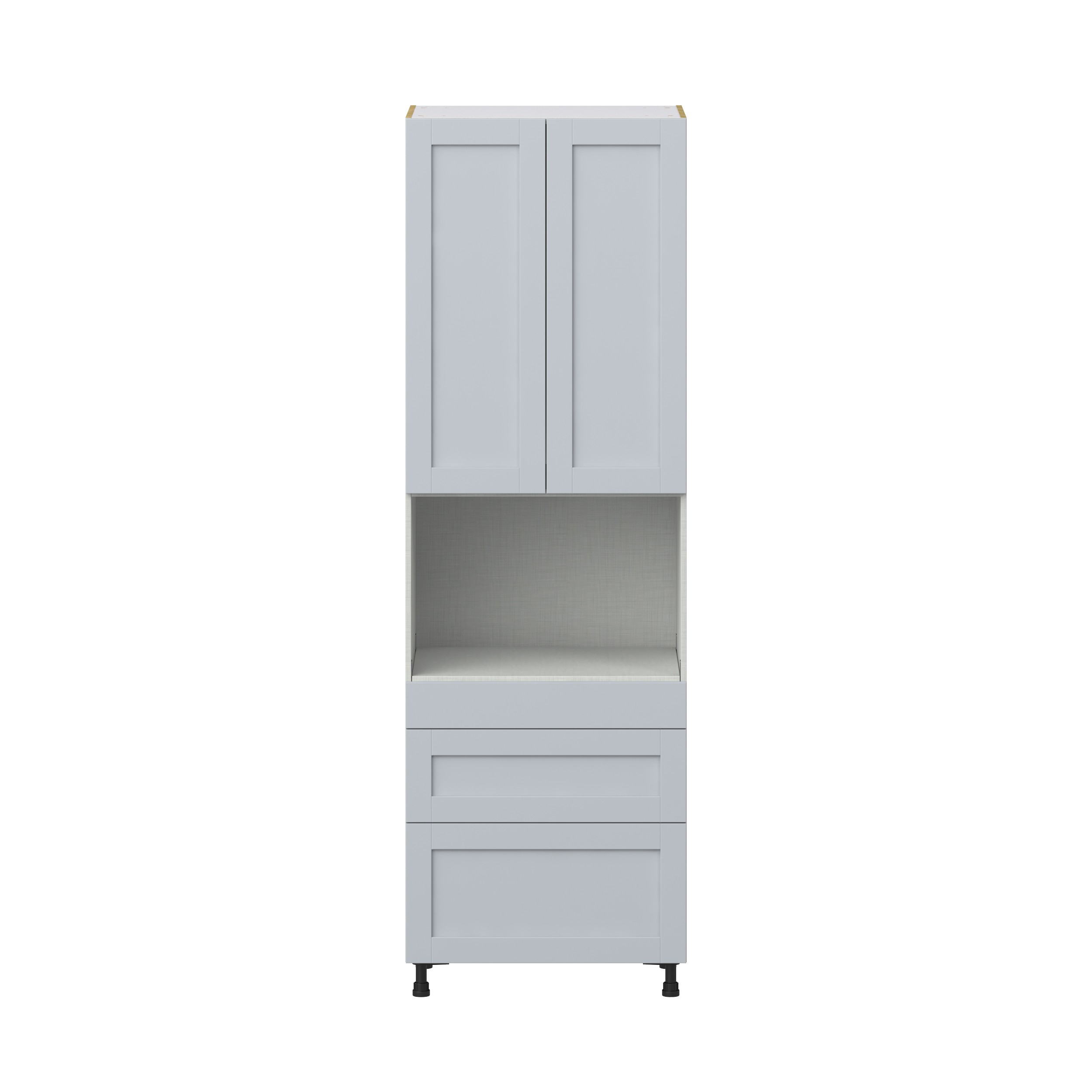 Sea Holly Light Gray Shaker Assembled Pantry Microwave Cabinet with 3 Drawers (30 in. W x 94.5 in. H x 24 in. D)