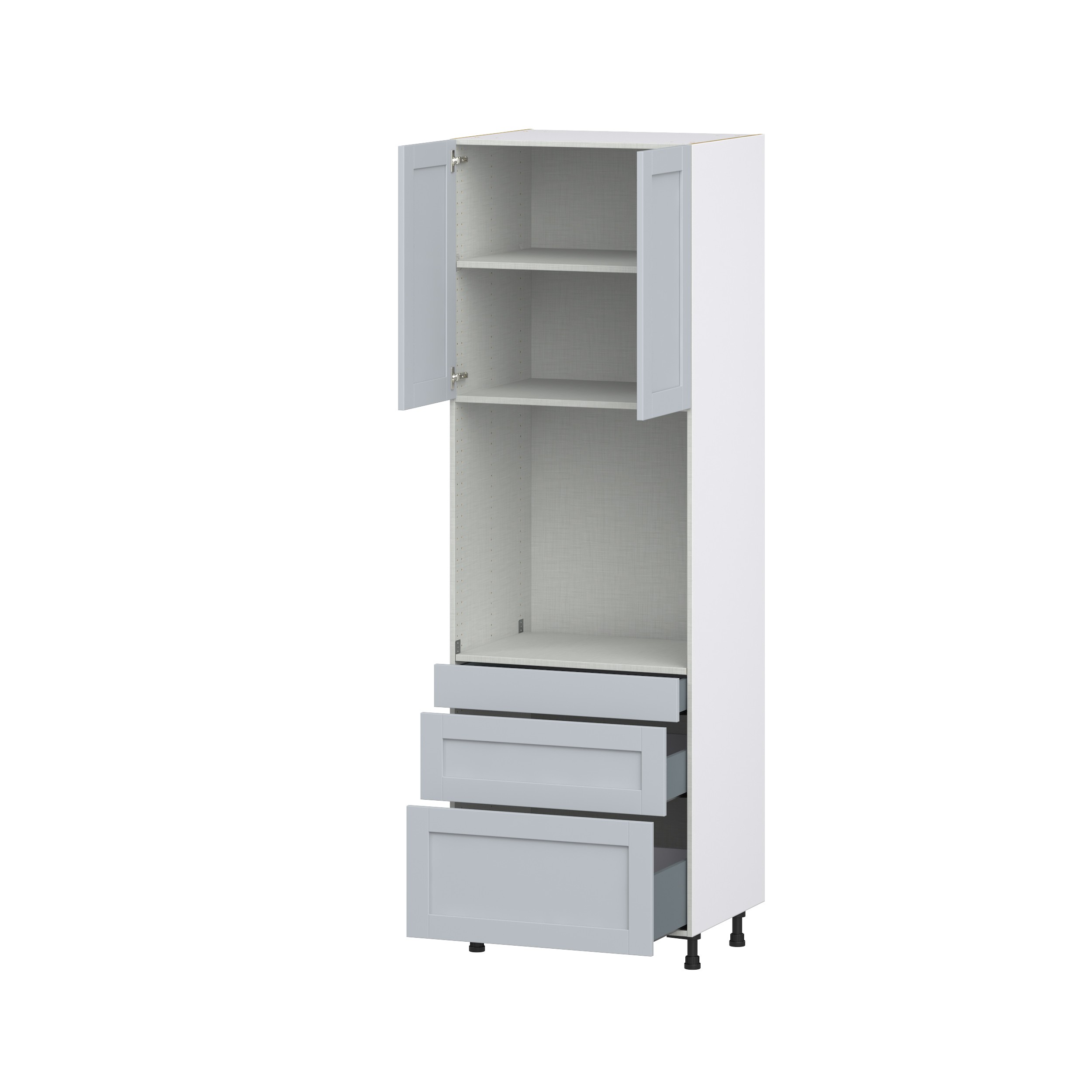 Sea Holly Light Gray Shaker Assembled Single Oven Cabinet with Drawers (30 in. W x 94.5 in. H x 24 in. D)