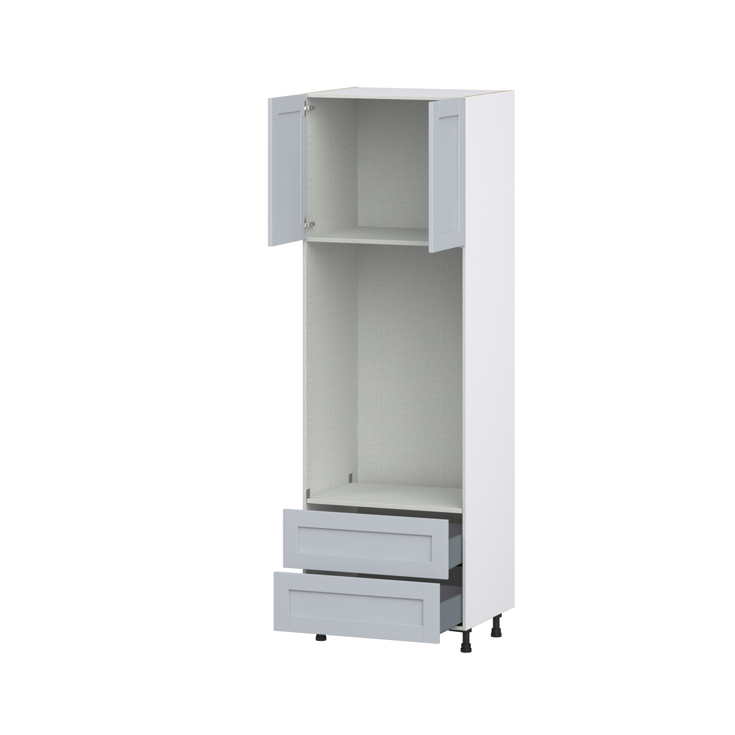 Sea Holly Light Gray Shaker Assembled Pantry Micro/Oven Combo Cabinet with 2 Drawers (30 in. W x 94.5 in. H x 24 in. D)