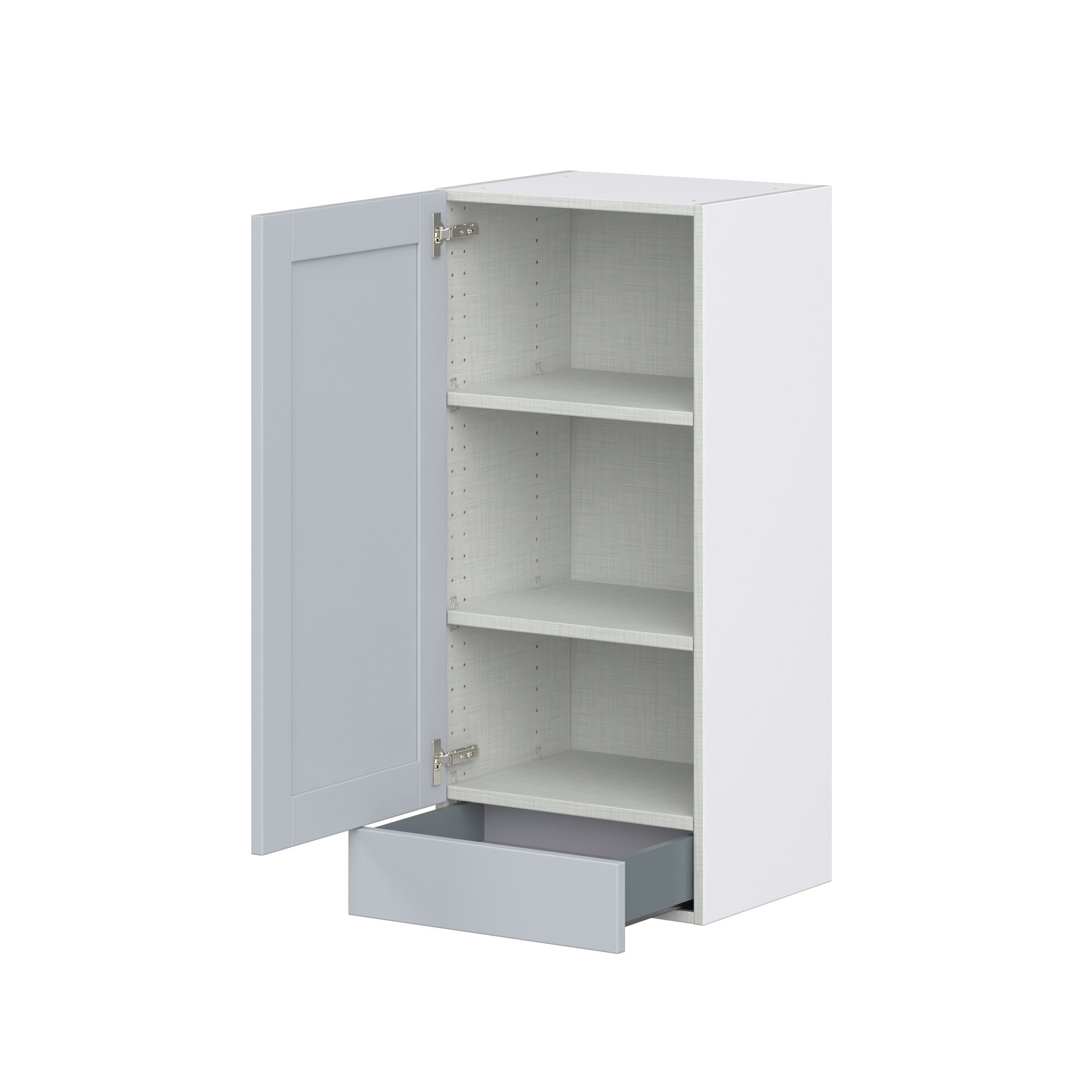 Sea Holly Light Gray Shaker Assembled Wall Cabinet with a Door and a 5 in. Drawer (18 in. W x 40 in. H x 14 in. D)