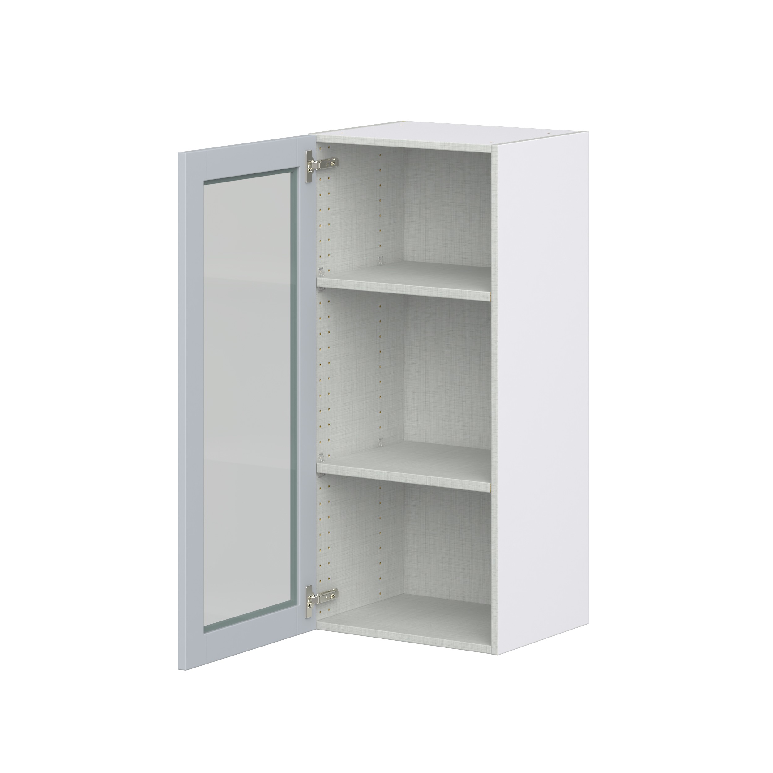 Sea Holly Light Gray Shaker Assembled Wall Cabinet with a Full High Glass Door (18 in. W x 40 in. H x 14 in. D)