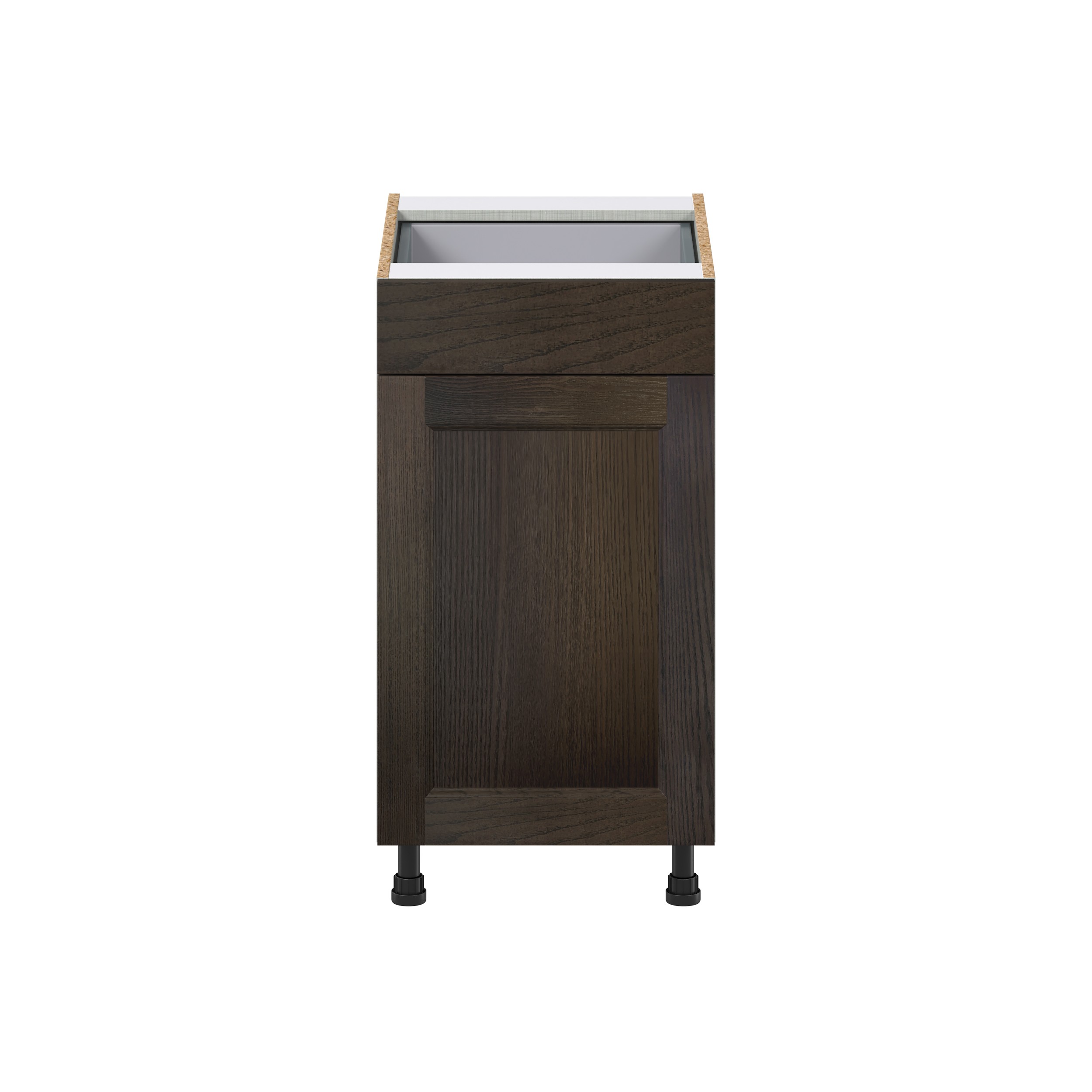 Summerina Chestnut Solid Wood Recessed Assembled with 1 Drawer and 2 Pull Out Waste Bin Kitchen Cabinet (18 in. W x 34.5 in. H x 24 in. D)