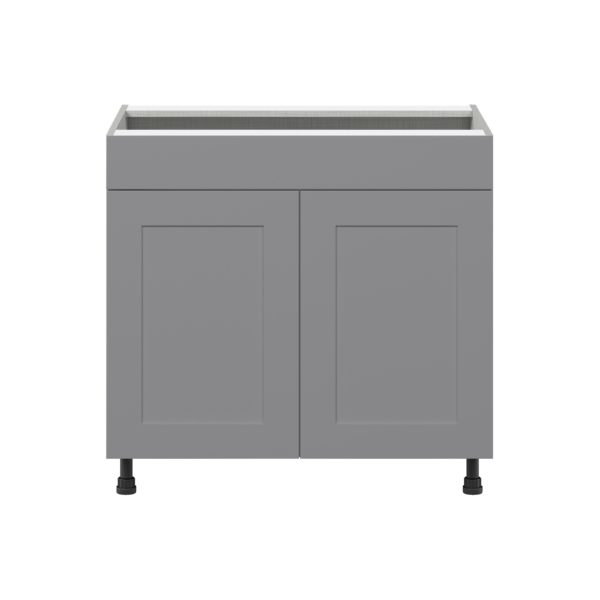 Willow Painted Slate Gray  Shaker Assembled Sink Base Cabinet with 2 Doors and 1 False Front (36 in. W x 34.5 in. H x 24 in. D)