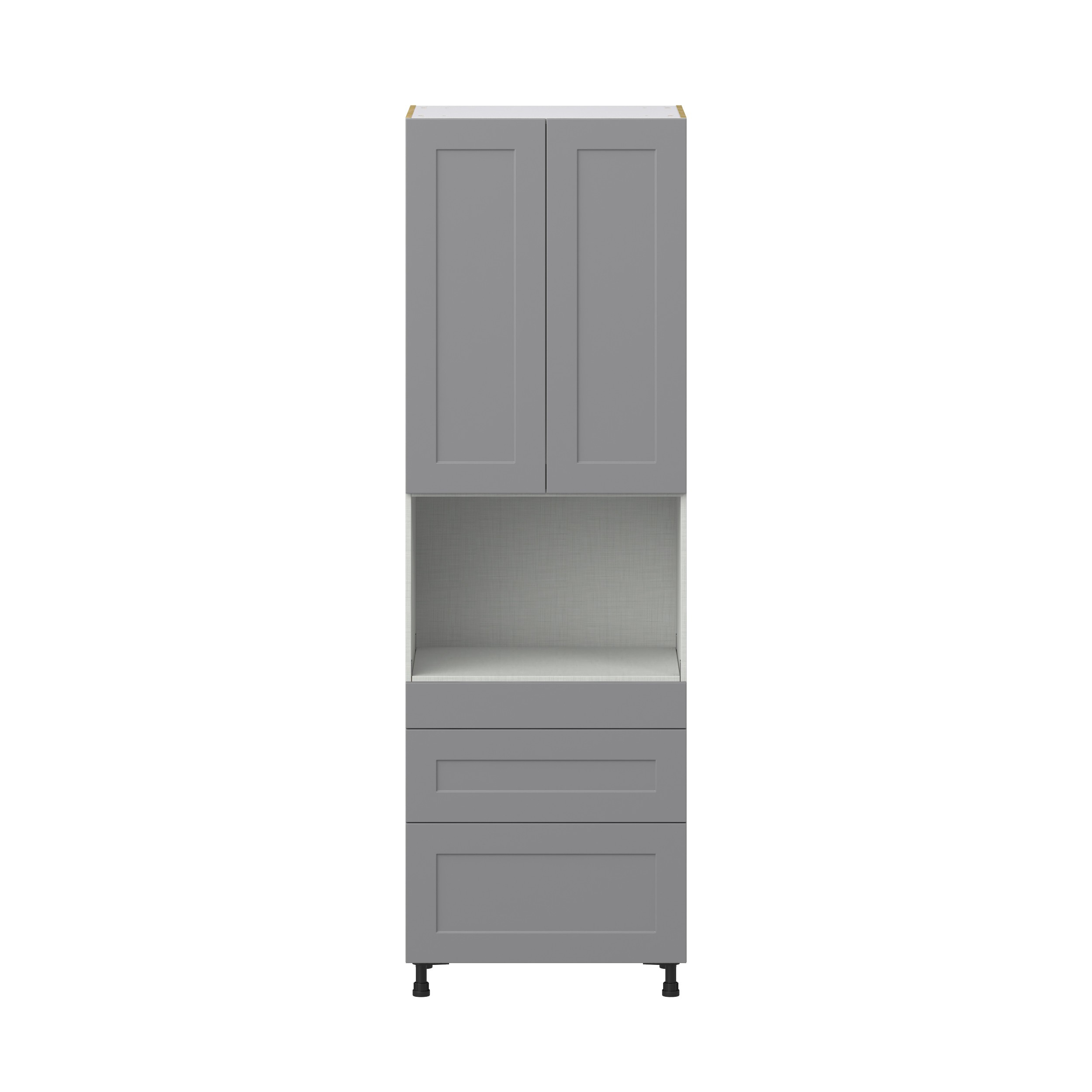 Willow Painted Slate Gray Shaker Assembled Pantry Microwave Cabinet with 3 Drawers (30 in. W x 94.5 in. H x 24 in. D)