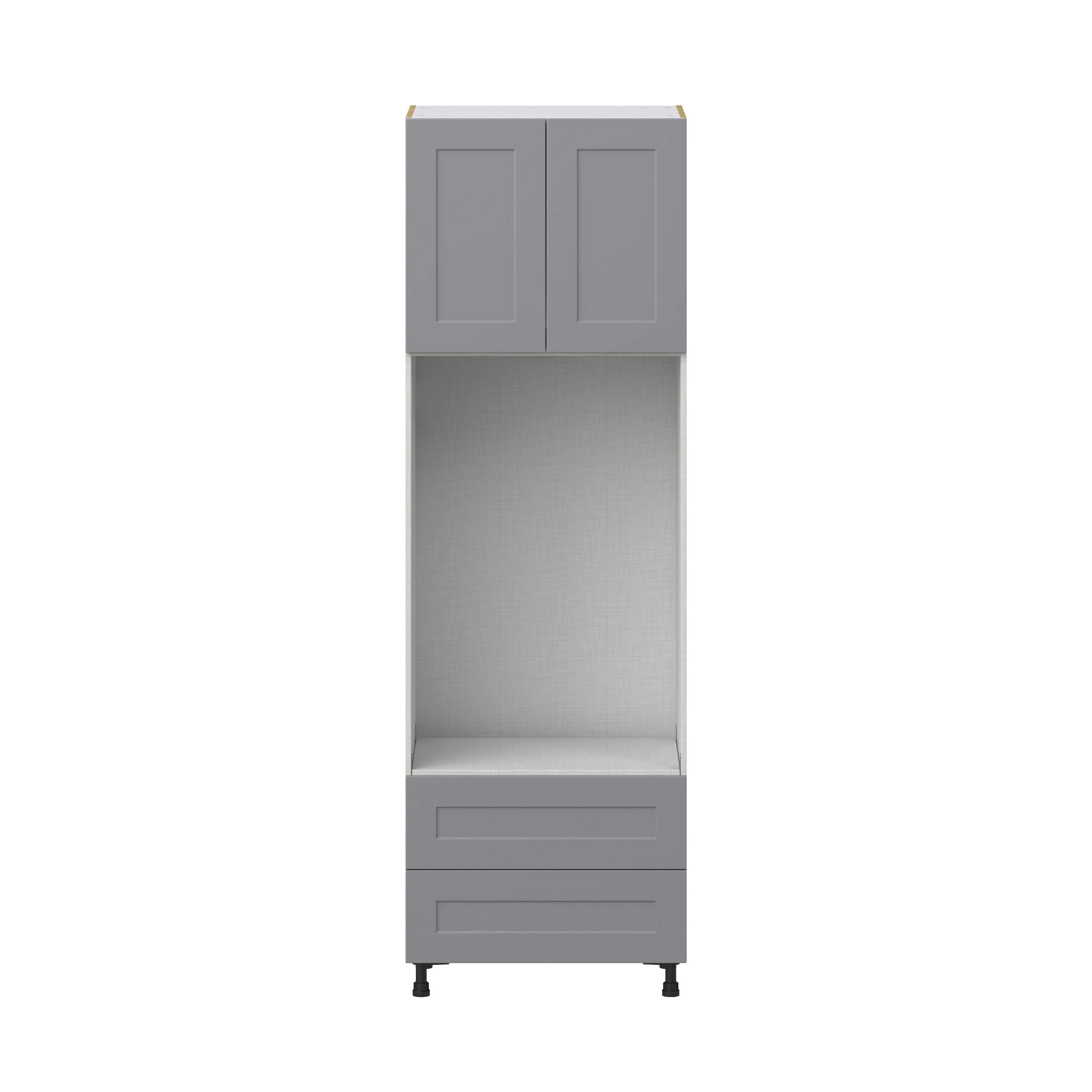 Willow Painted Slate Gray Shaker Assembled Pantry Micro/Oven Combo Cabinet with 2 Drawers (30 in. W x 94.5 in. H x 24 in. D)