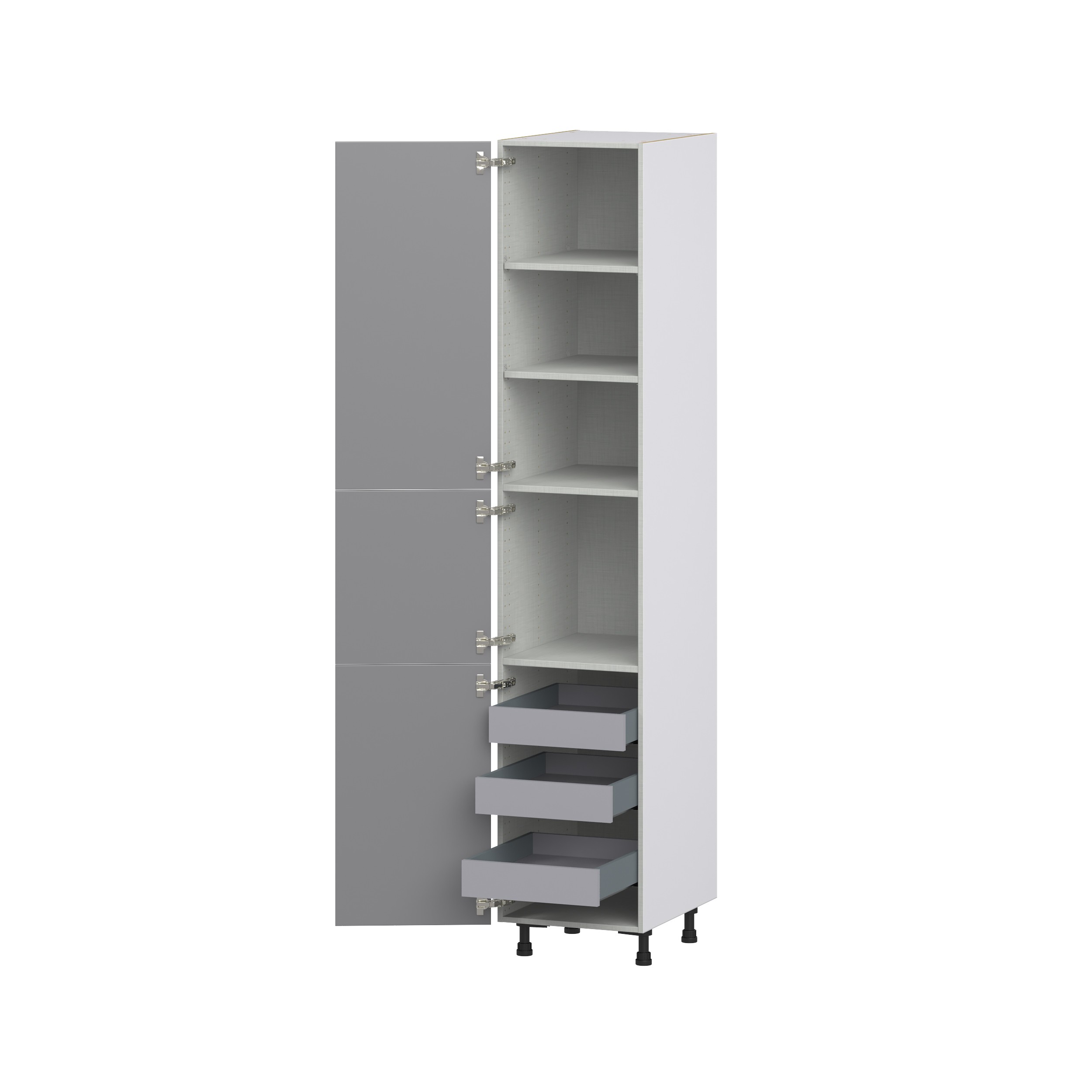 Willow Painted Slate Gray Shaker Assembled Pantry Cabinet with 2 Doors and 3 Inner Drawers (18 in. W X 94.5 in. H X 24 in. D)