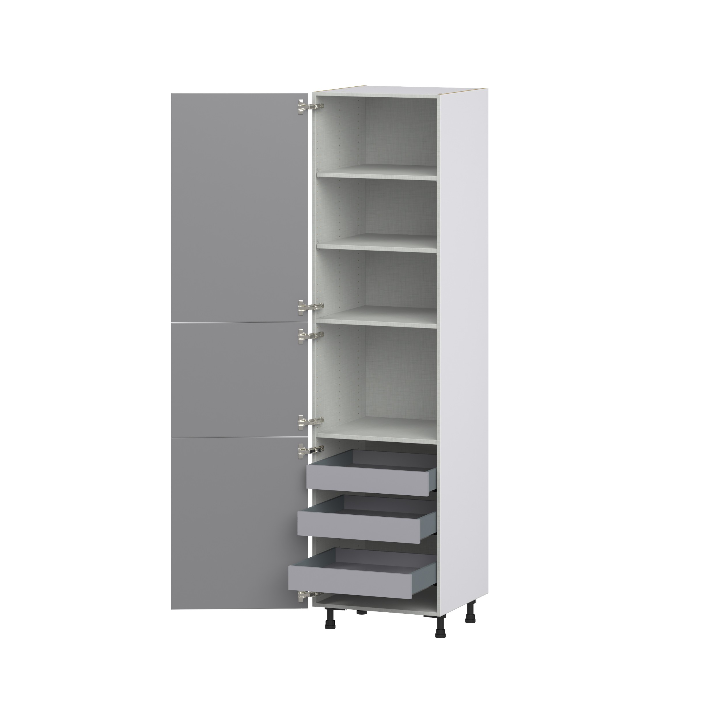 Willow Painted Slate Gray Shaker Assembled Pantry Cabinet with 2 Doors and 3 Inner Drawers (24 in. W X 94.5 in. H X 24 in. D)