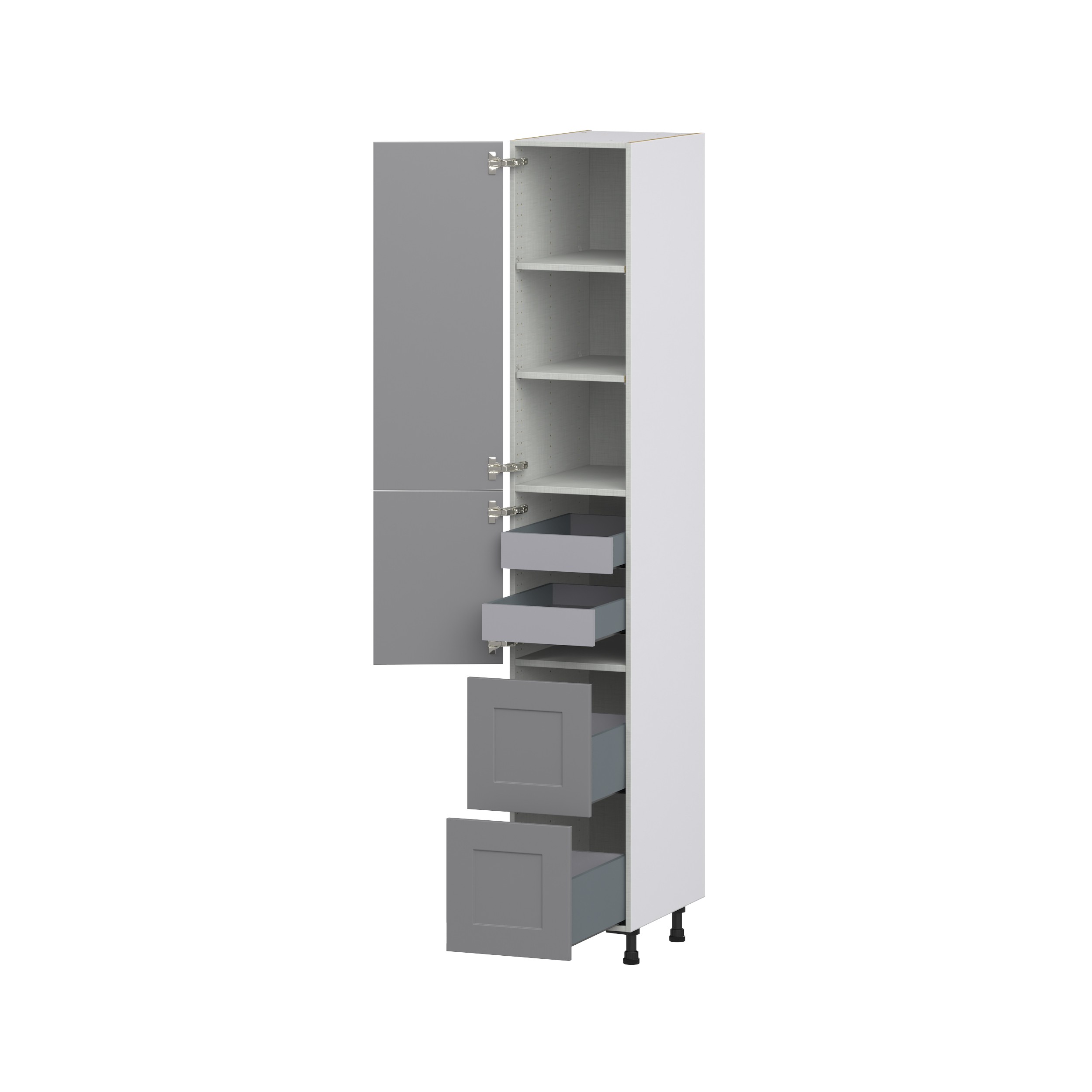 Willow Painted Slate Gray Shaker Assembled Pantry Cabinet 2 Doors with 2 Drawers and 2 Inner Drawers (15 in. W X 94.5 in. H X 24 in. D)