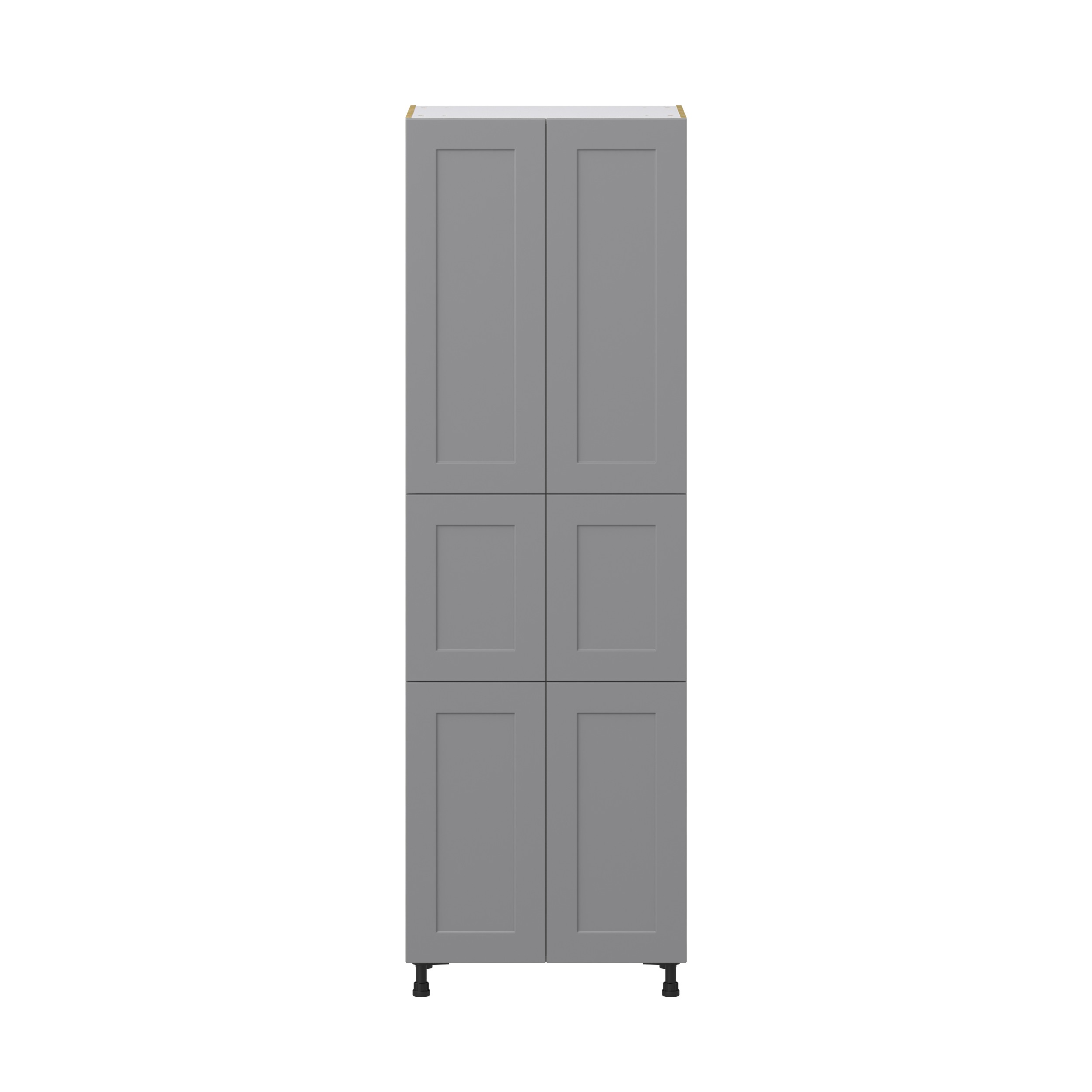 Willow Painted Slate Gray Shaker Assembled Pantry Cabinet with 6 Doors and 3 Inner Drawers (30 in. W X 94.5 in. H X 24 in. D)