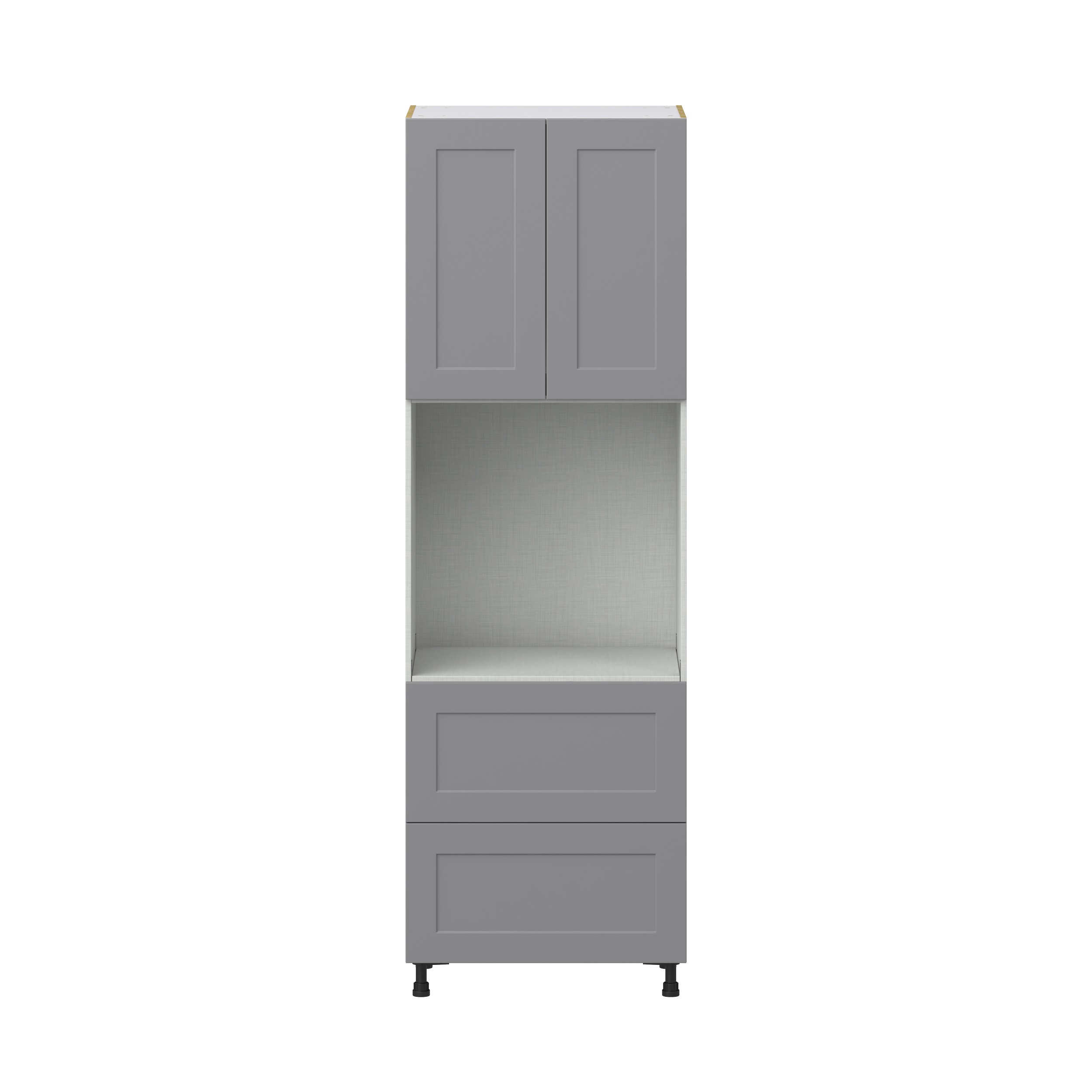 Willow Painted Slate Gray Shaker Assembled Pantry Single Oven Cabinet with 2 Drawer (30 in. W X 94.5 in. H X 24 in. D)