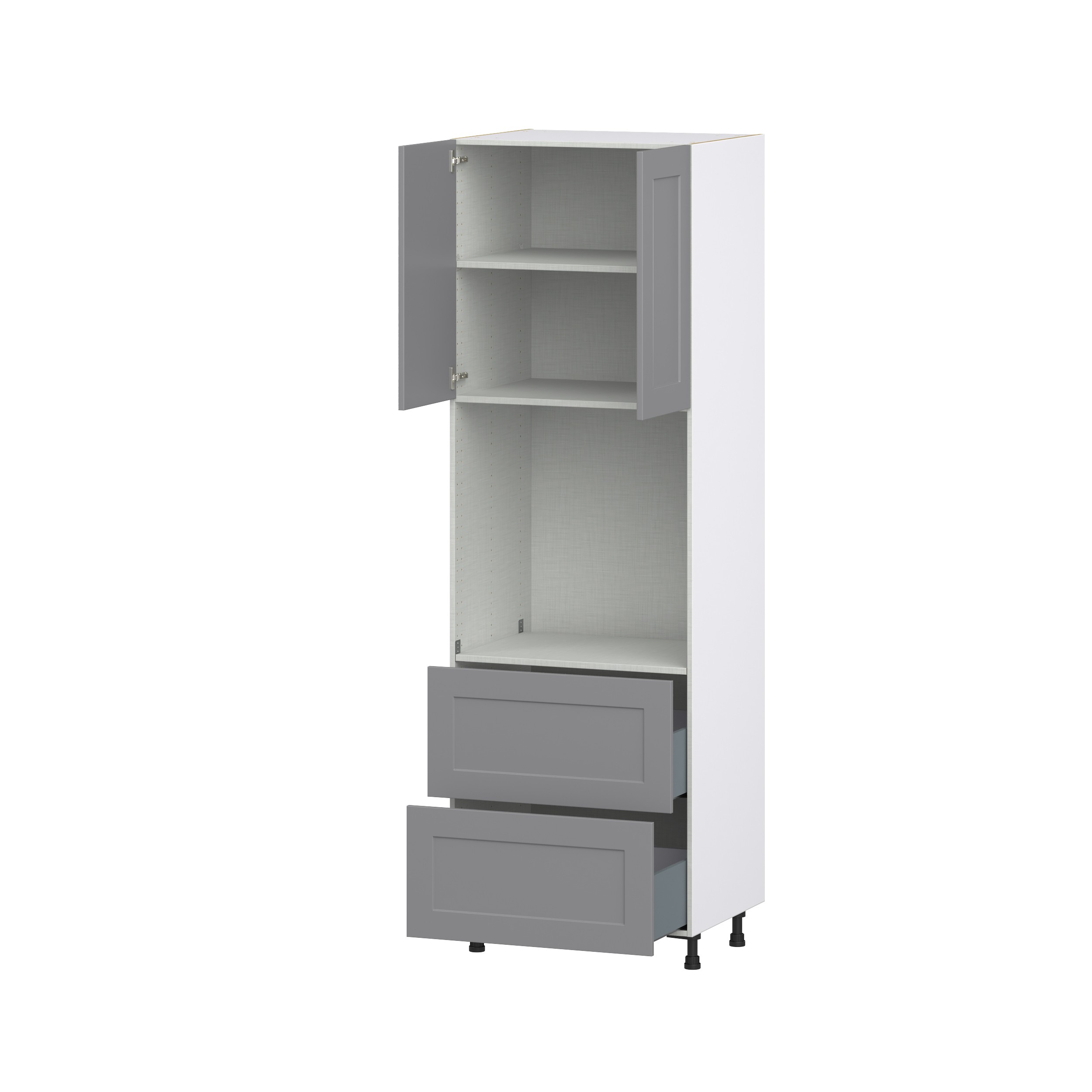 Willow Painted Slate Gray Shaker Assembled Pantry Single Oven Cabinet with 2 Drawer (30 in. W X 94.5 in. H X 24 in. D)