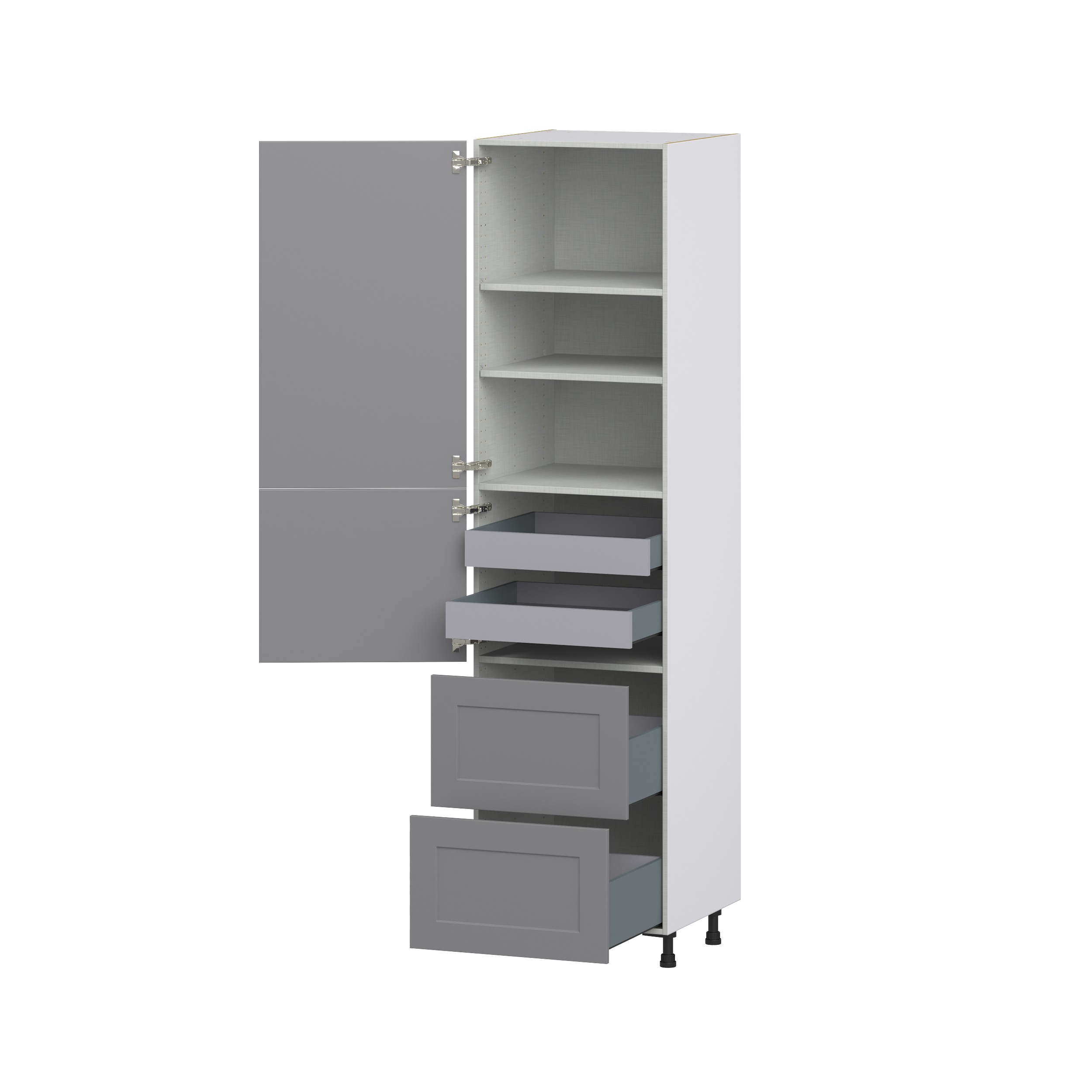 Willow Painted Slate Gray Shaker Assembled Pantry Cabinet 1 Doors with 2 Drawers and 2 Inner Drawers (24 in. W X 94.5 in. H X 24 in. D)