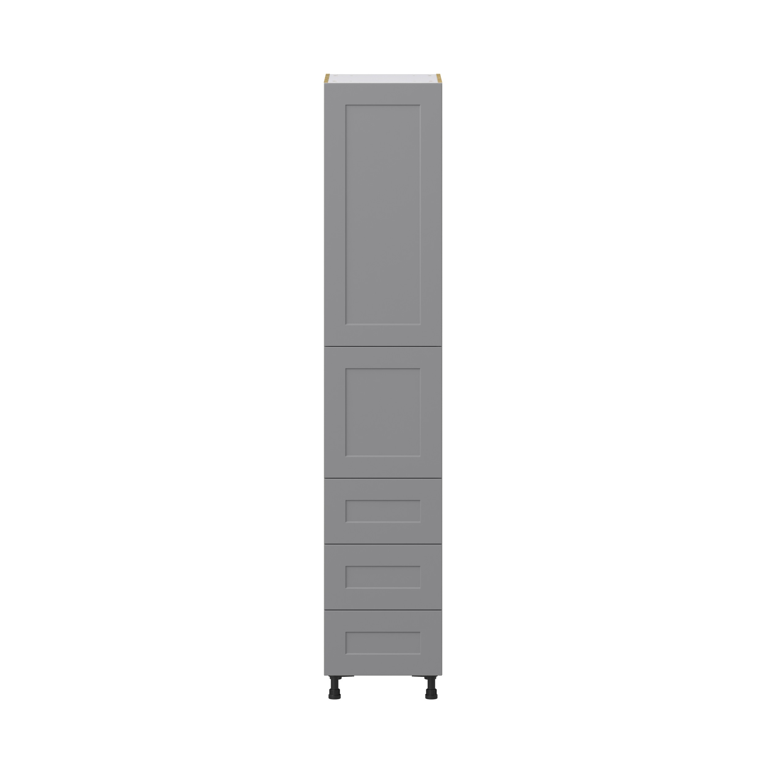Willow Painted Slate Gray Shaker Assembled Pantry Cabinet 1 Doors with 3 Drawers and 2 Inner Drawers (18 in. W X 94.5 in. H X 24 in. D)