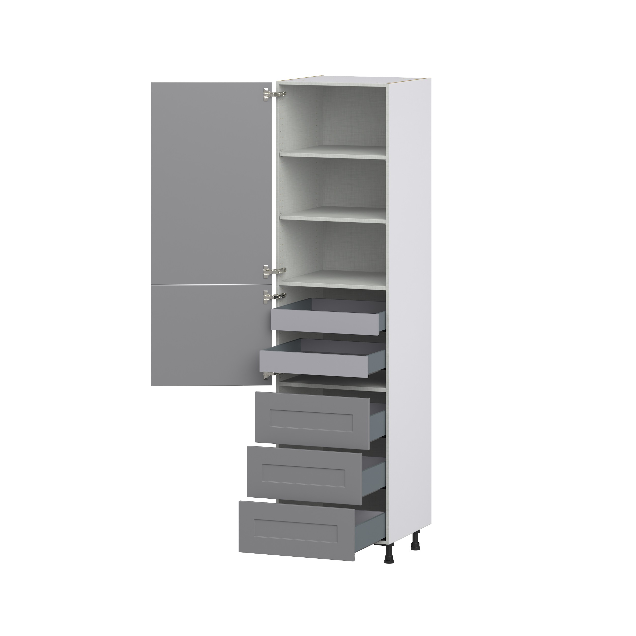 Willow Painted Slate Gray Shaker Assembled Pantry Cabinet 1 Doors with 3 Drawers and 2 Inner Drawers (24 in. W X 94.5 in. H X 24 in. D)