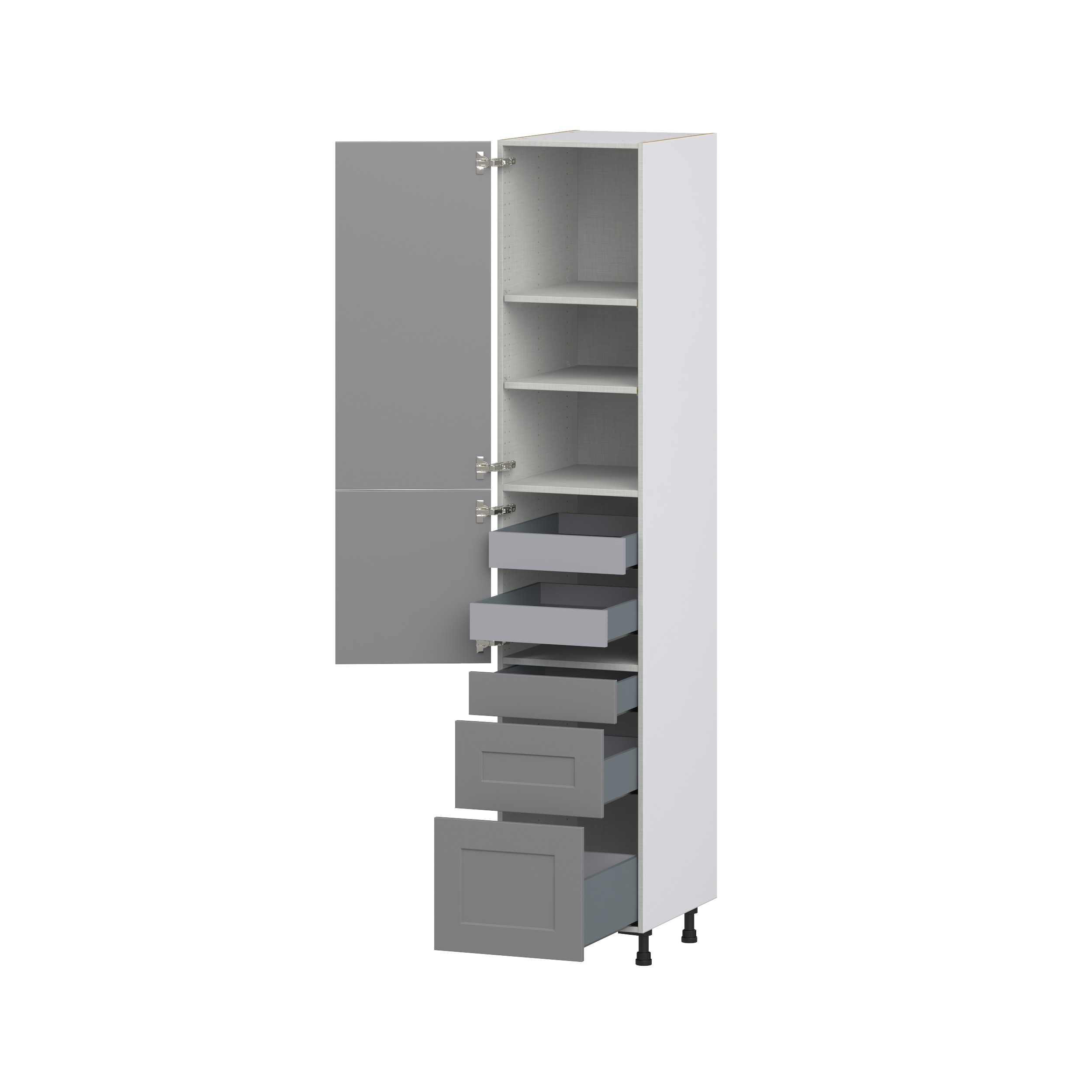 Willow Painted Slate Gray Shaker Assembled Pantry Cabinet with 3 Drawers and 2 Inner Drawers (18 in. W X 94.5 in. H X 24 in. D)