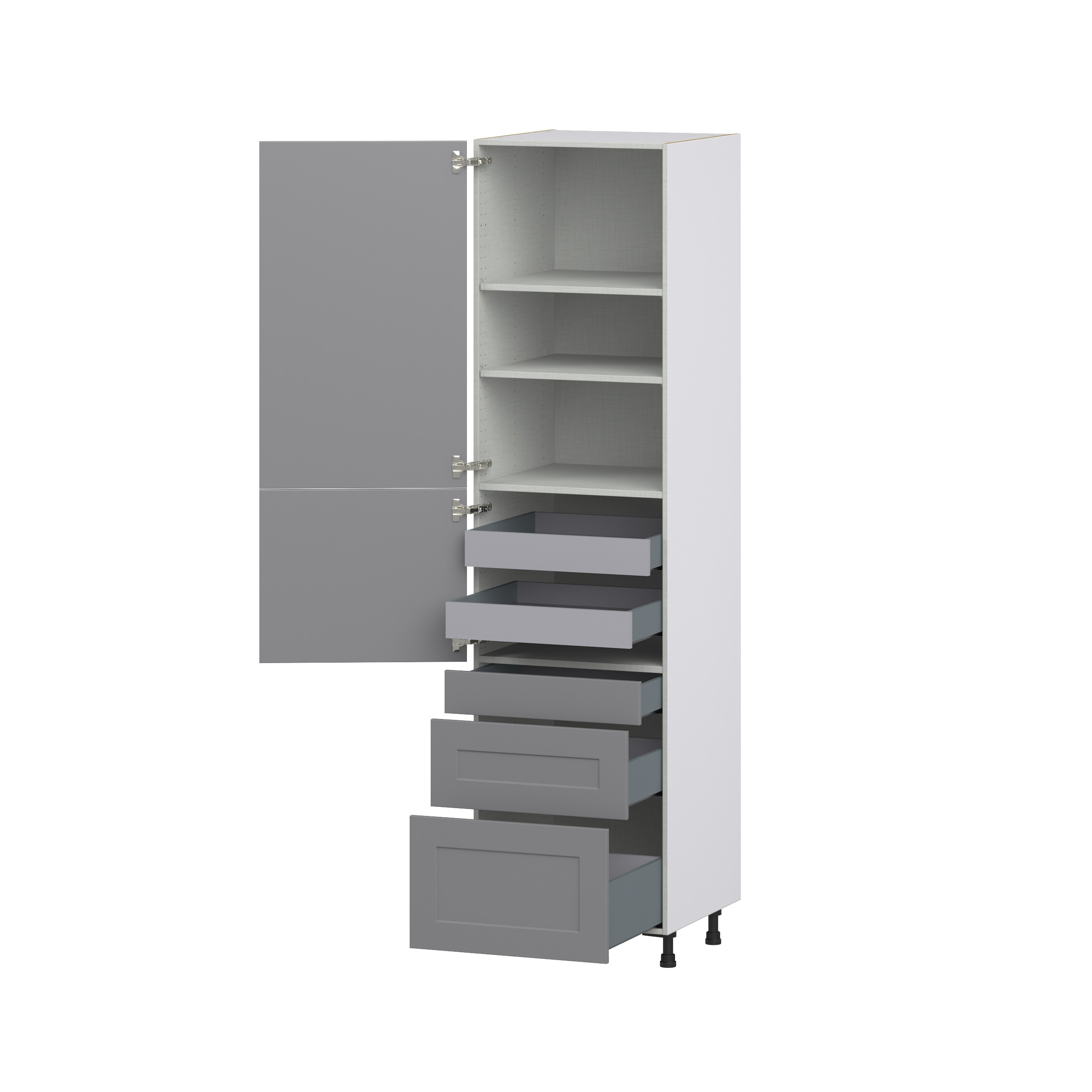 Willow Painted Slate Gray Shaker Assembled Pantry Cabinet with 3 Drawers and 2 Inner Drawers (24 in. W X 94.5 in. H X 24 in. D)