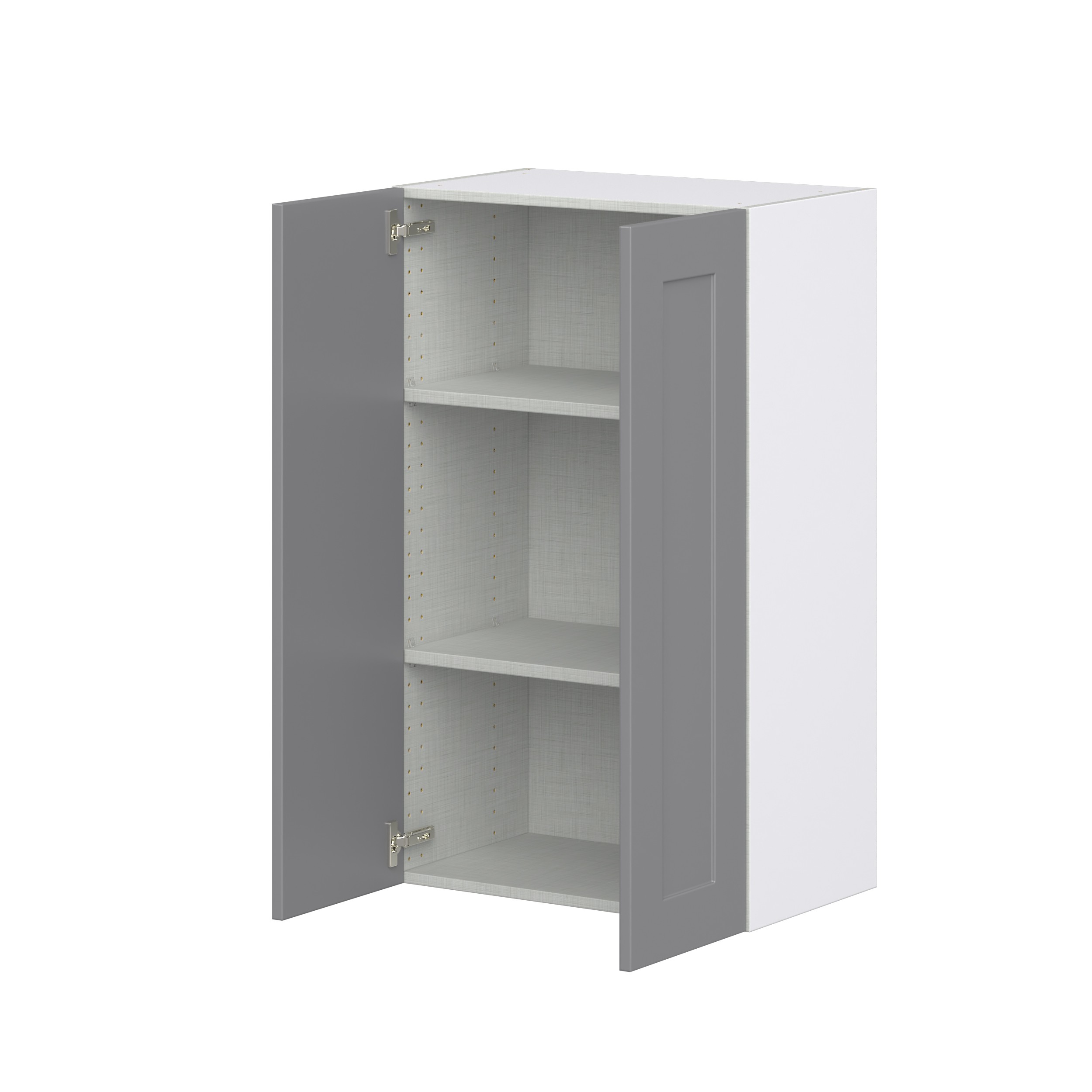 Willow Painted Slate Gray Shaker Assembled Wall Cabinet with 2 Full High Doors (24 in. W x 40 in. H x 14 in. D)