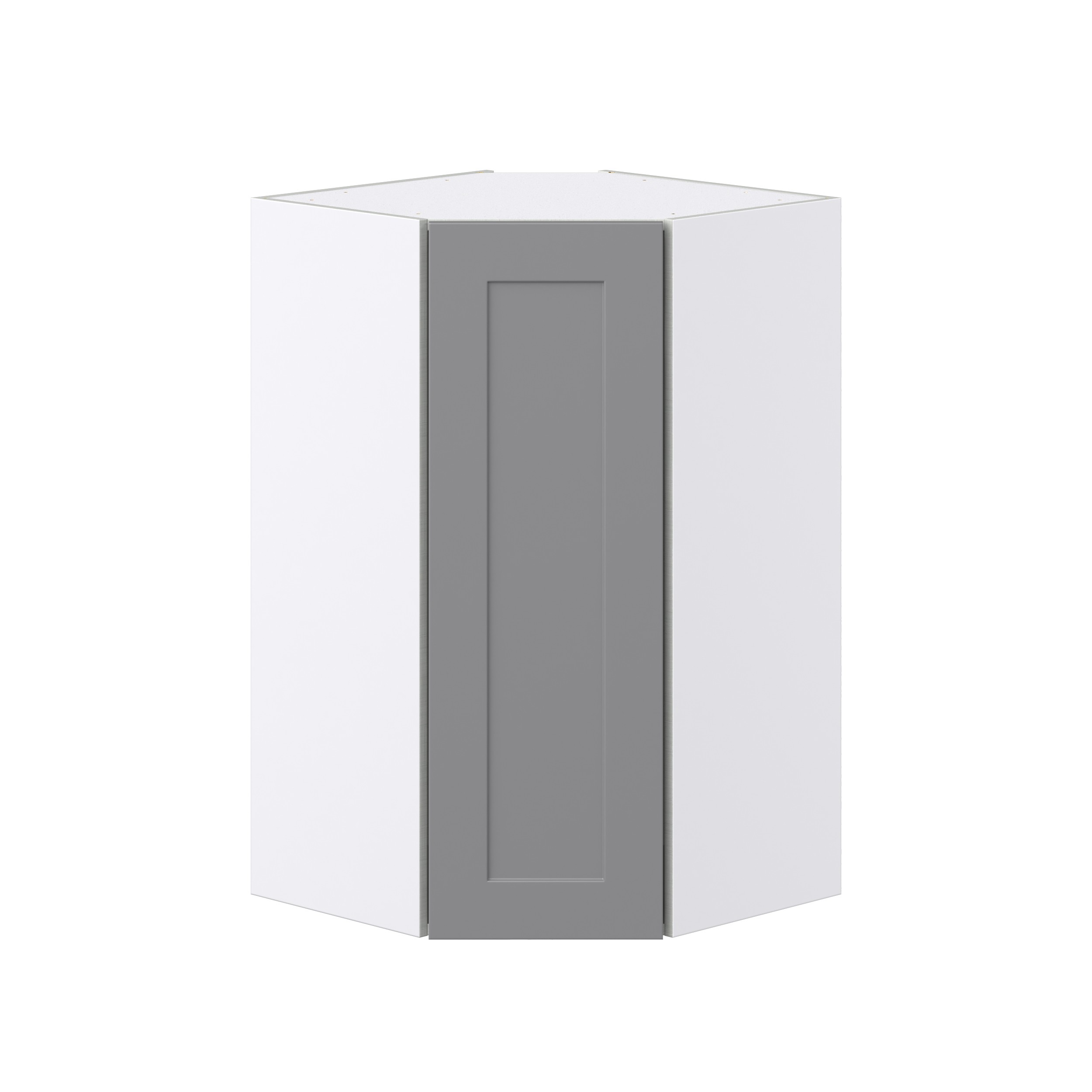 Willow Painted Slate Gray Shaker Assembled Wall Diagonal Corner Cabinet with a Door (24 in. W x 40 in. H x 24 in. D)
