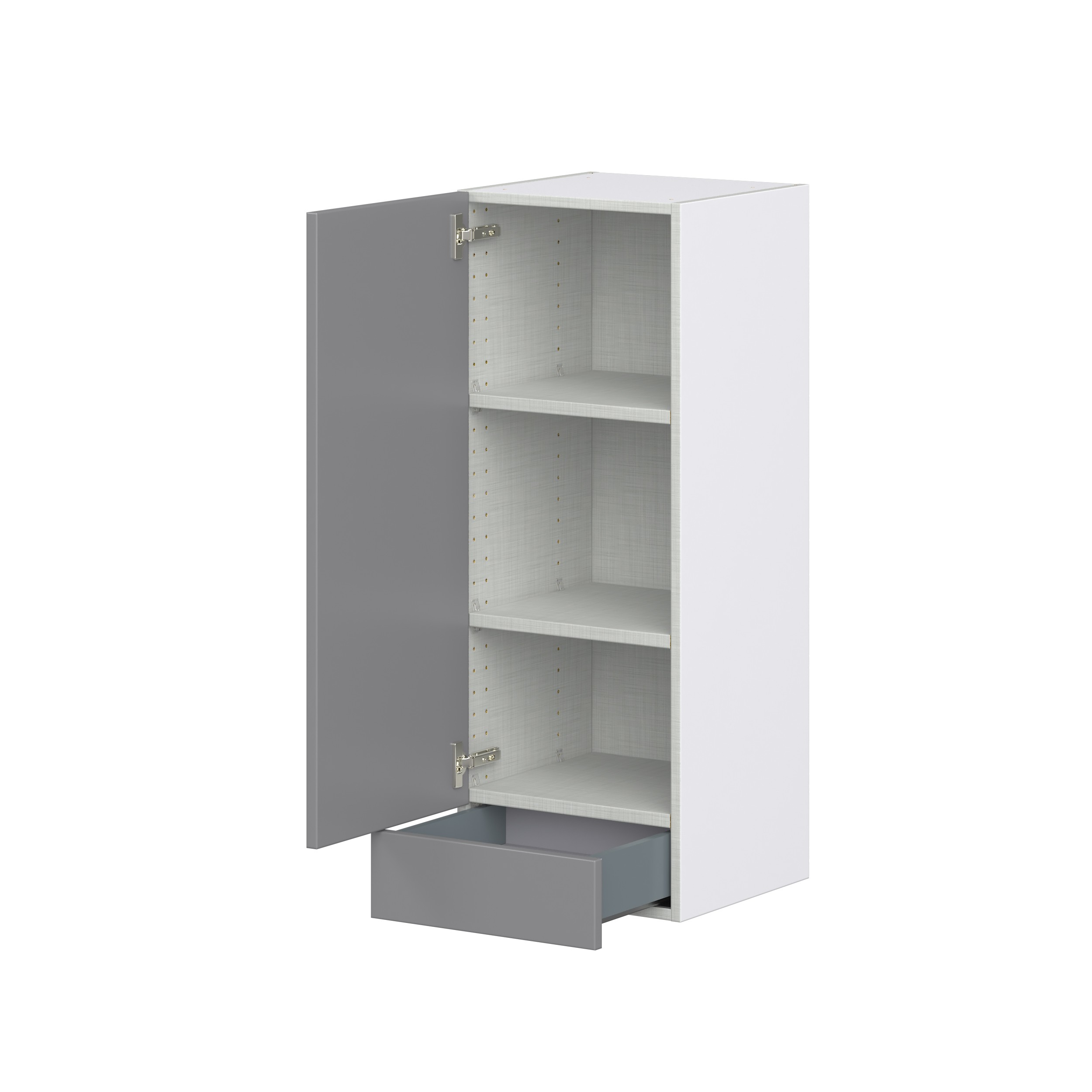 Willow Painted Slate Gray Shaker Assembled Wall Cabinet with a Door and a 5 in. Drawer (15 in. W x 40 in. H x 14 in. D)