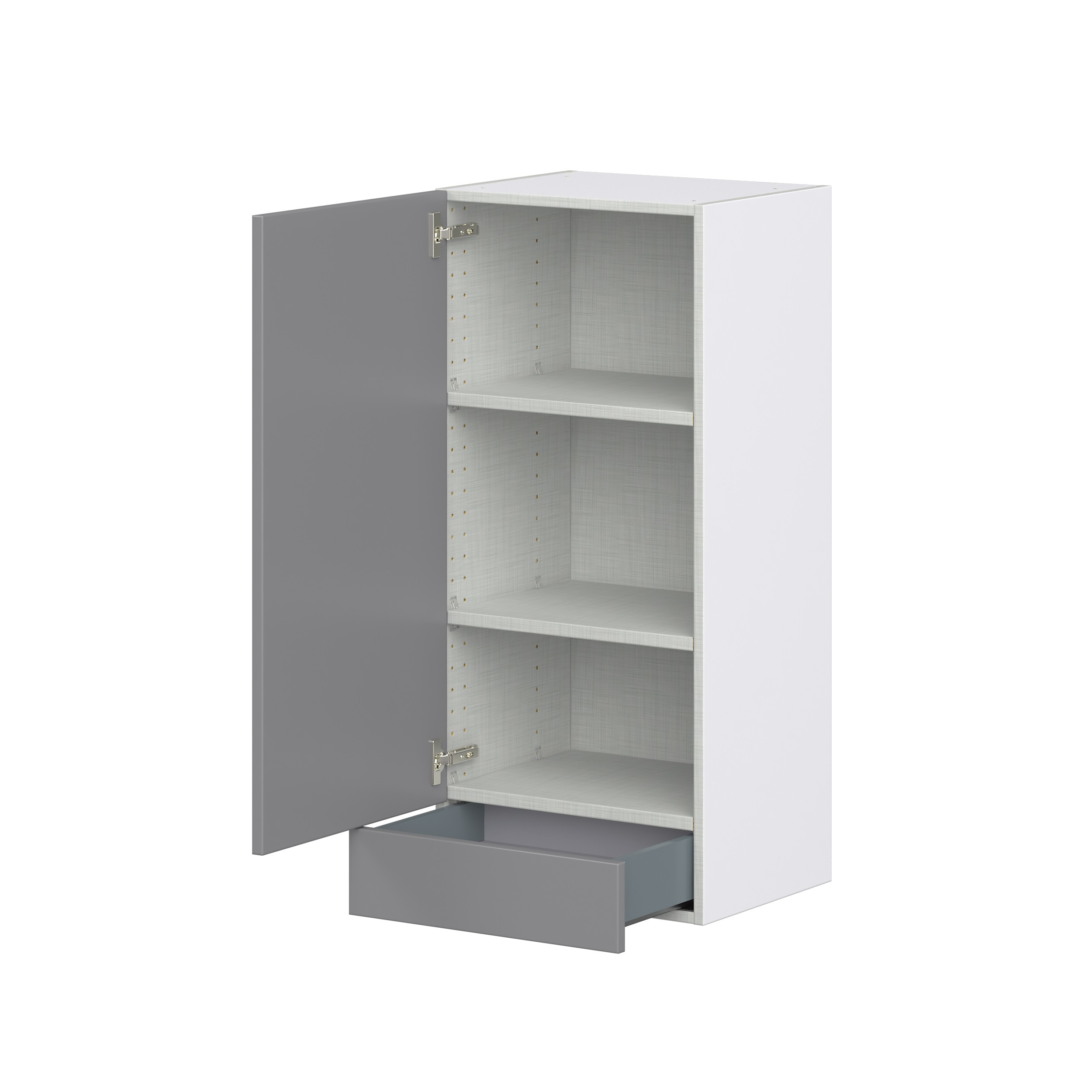 Willow Painted Slate Gray Shaker Assembled Wall Cabinet with a Door and a 5 in. Drawer (18 in. W x 40 in. H x 14 in. D)