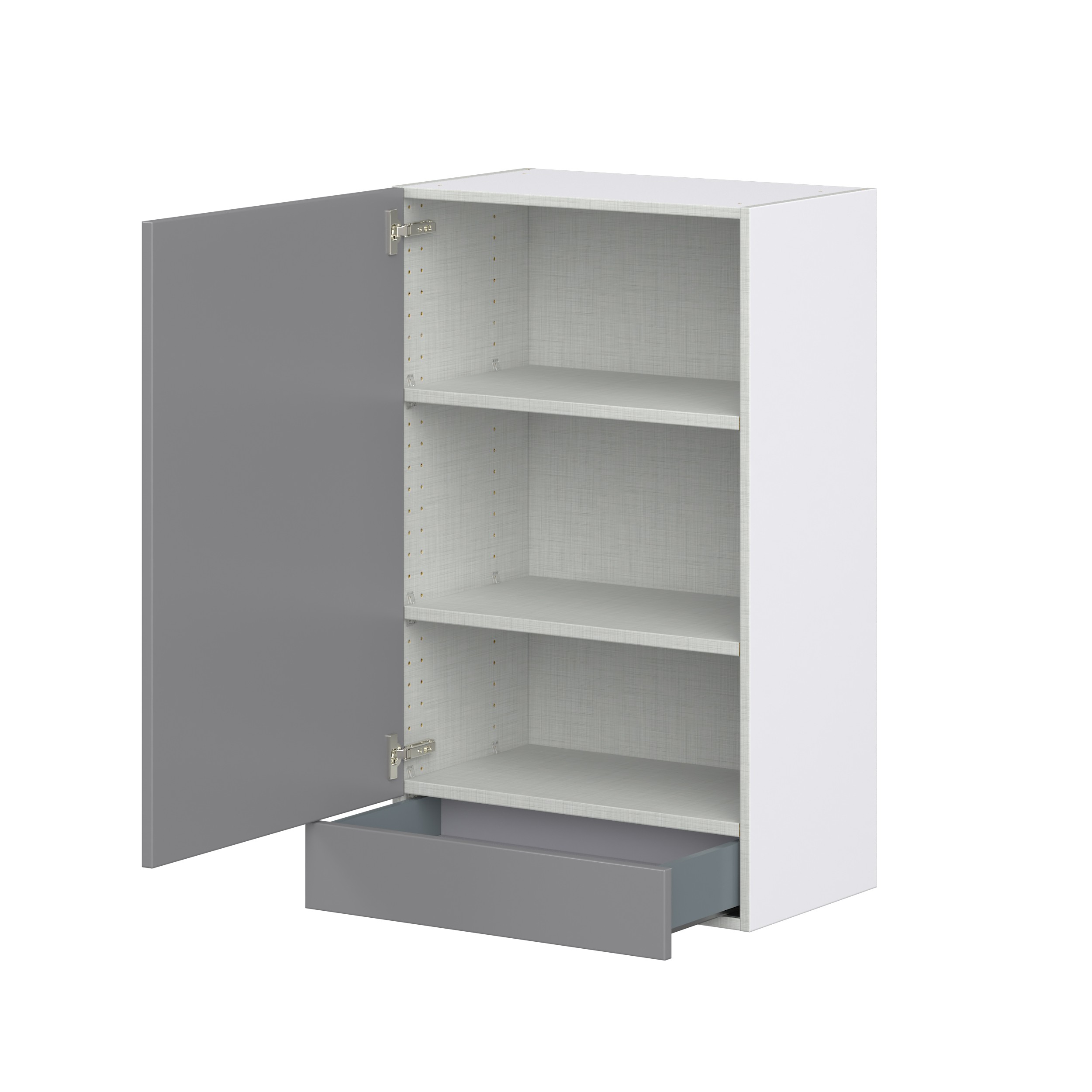 Willow Painted Slate Gray Shaker Assembled Wall Cabinet with a Door and a 5 in. Drawer (24 in. W x 40 in. H x 14 in. D)