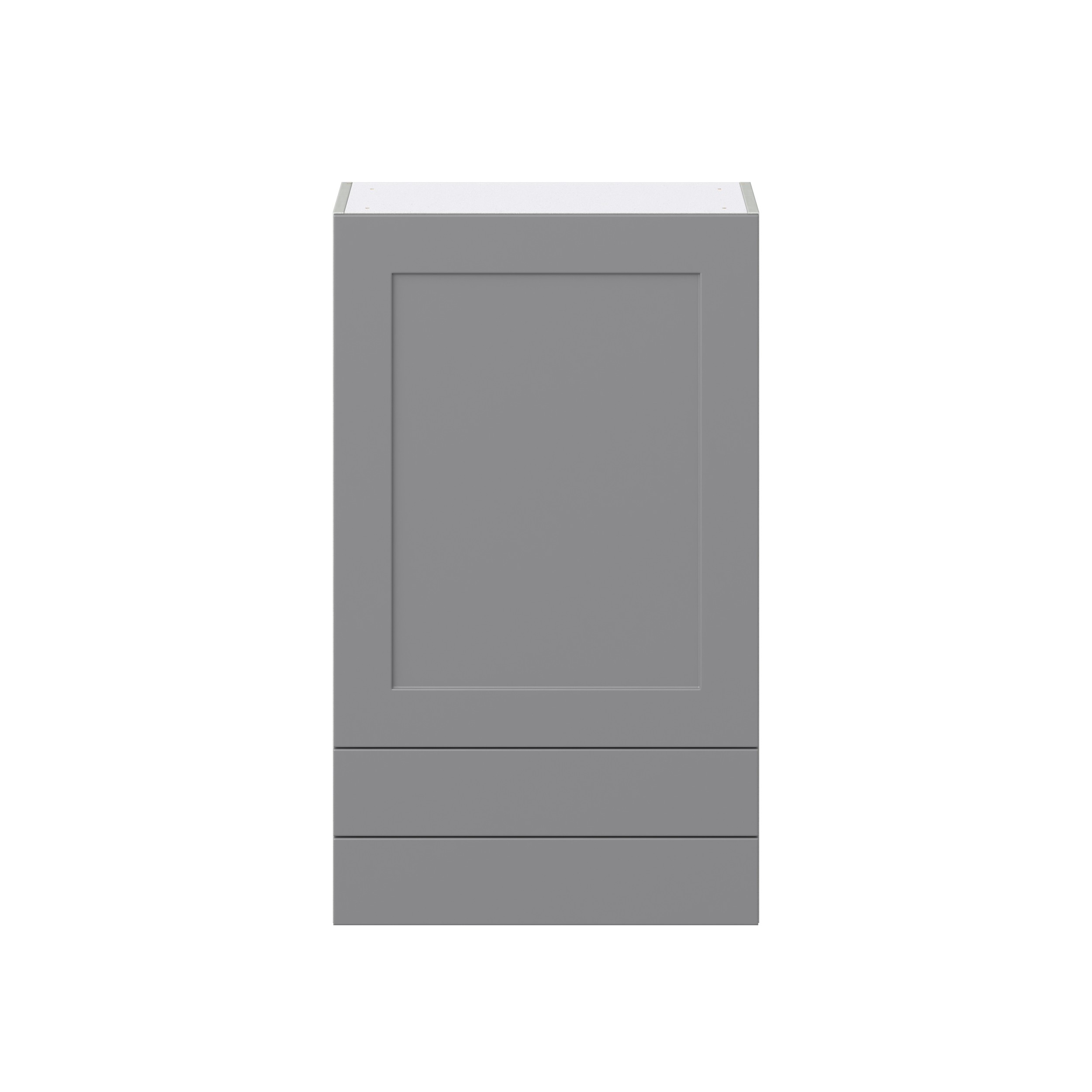 Willow Painted Slate Gray Shaker Assembled Wall Cabinet with a Door and Two 5 in. Drawers (24 in. W x 40 in. H x 14 in. D)