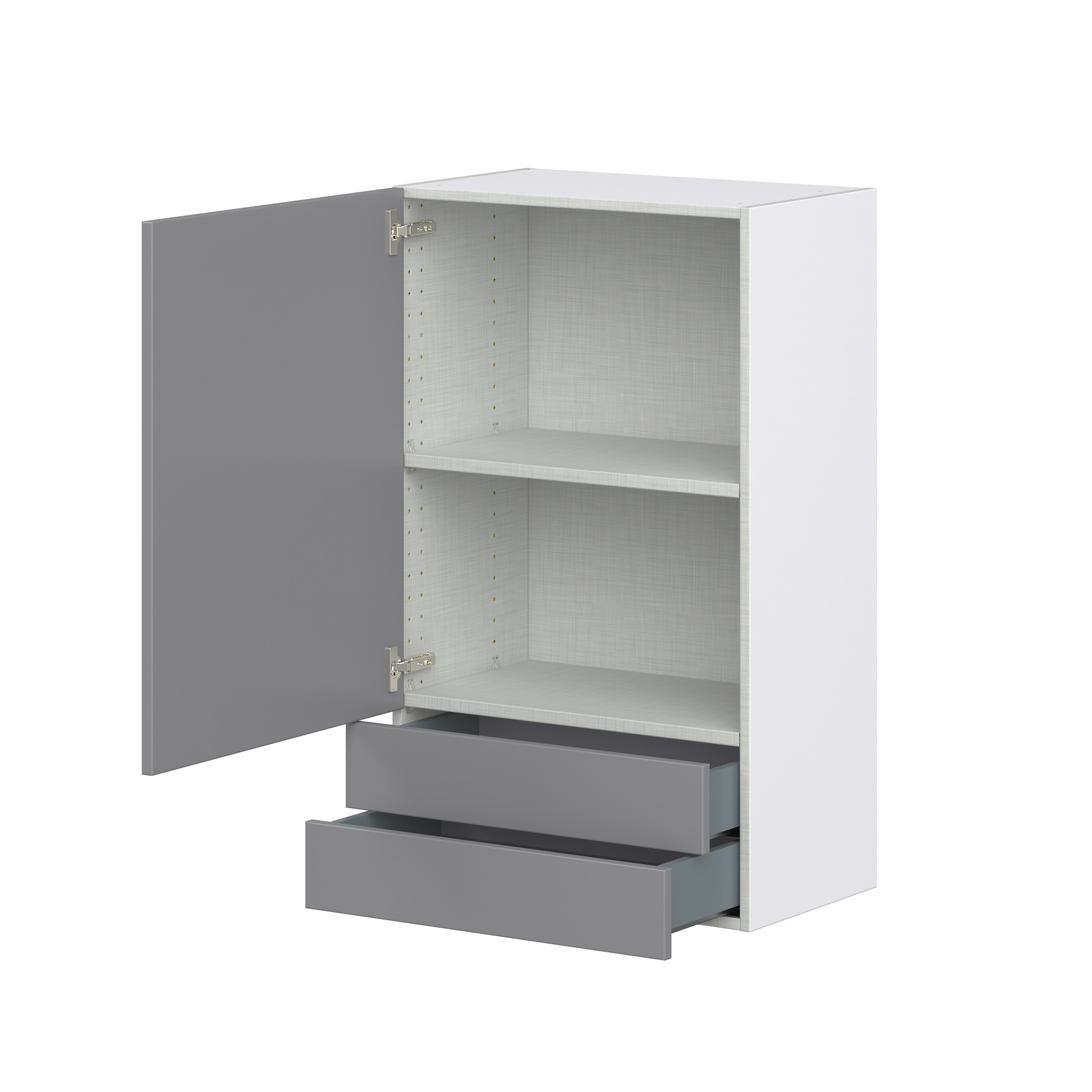 Willow Painted Slate Gray Shaker Assembled Wall Cabinet with a Door and Two 5 in. Drawers (24 in. W x 40 in. H x 14 in. D)