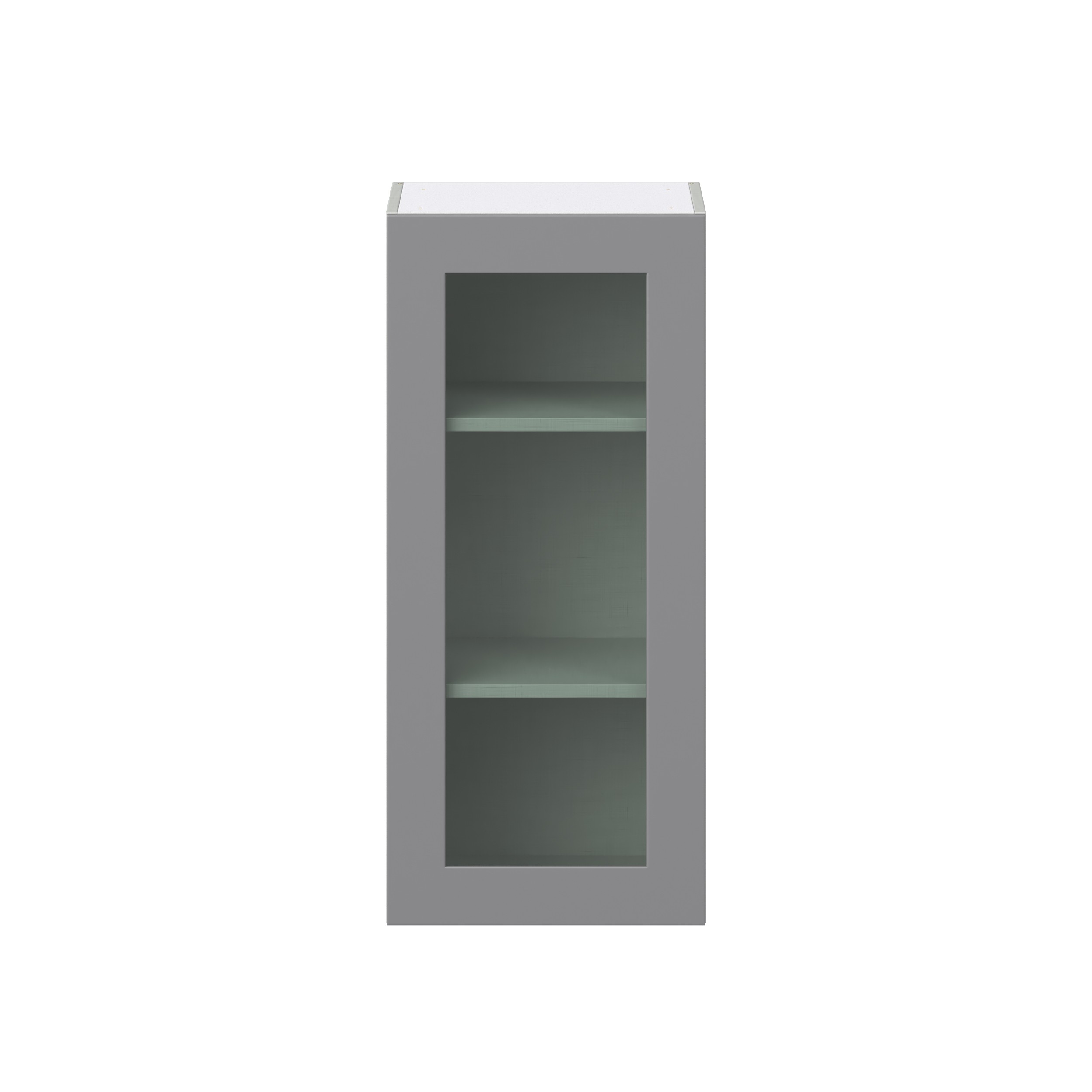 Willow Painted Slate Gray Shaker Assembled Wall Cabinet with a Full High Glass Door (18 in. W x 40 in. H x 14 in. D)