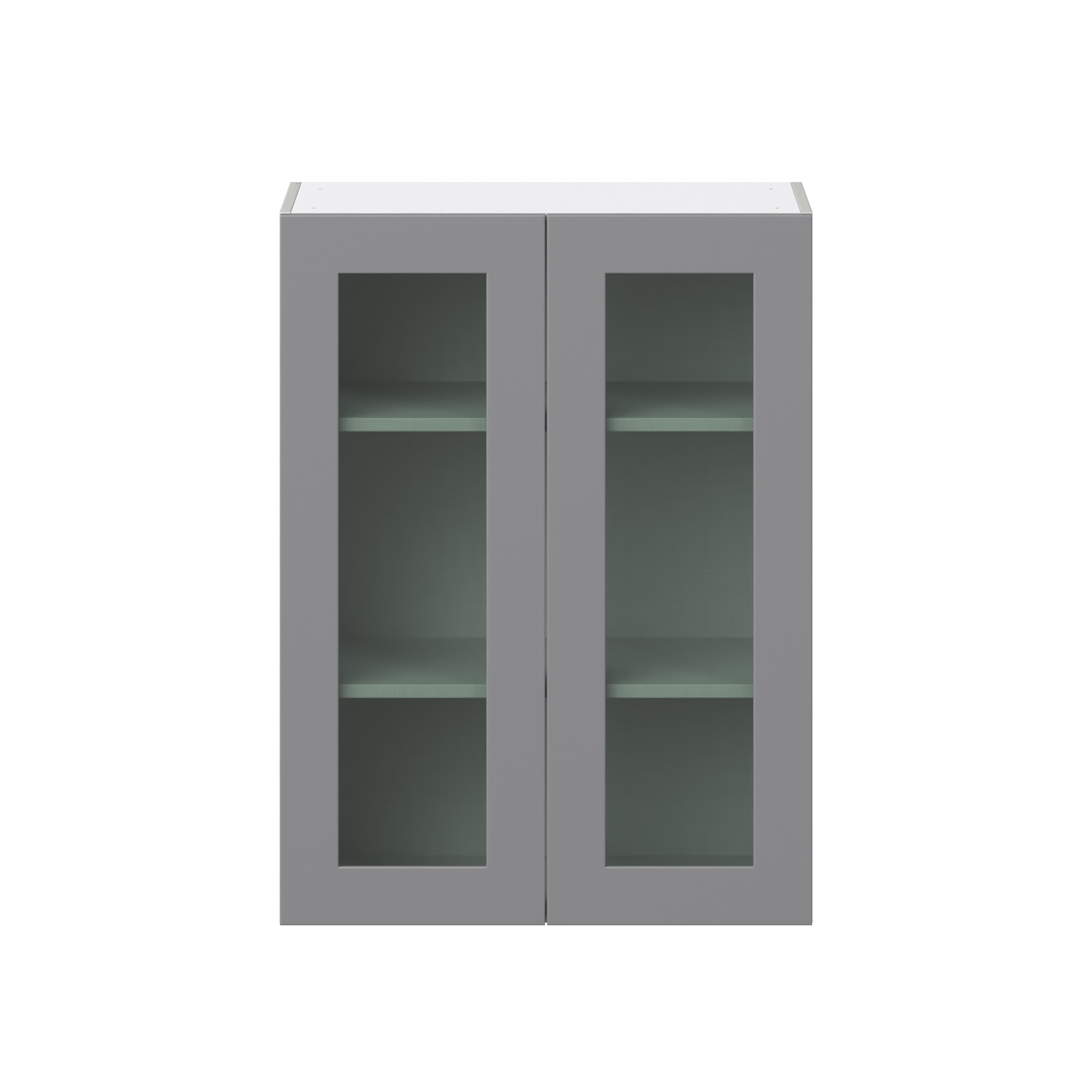 Willow Painted Slate Gray Shaker Assembled Wall Cabinet with 2 Glass Door (30 in. W x 40 in. H x 14 in. D)