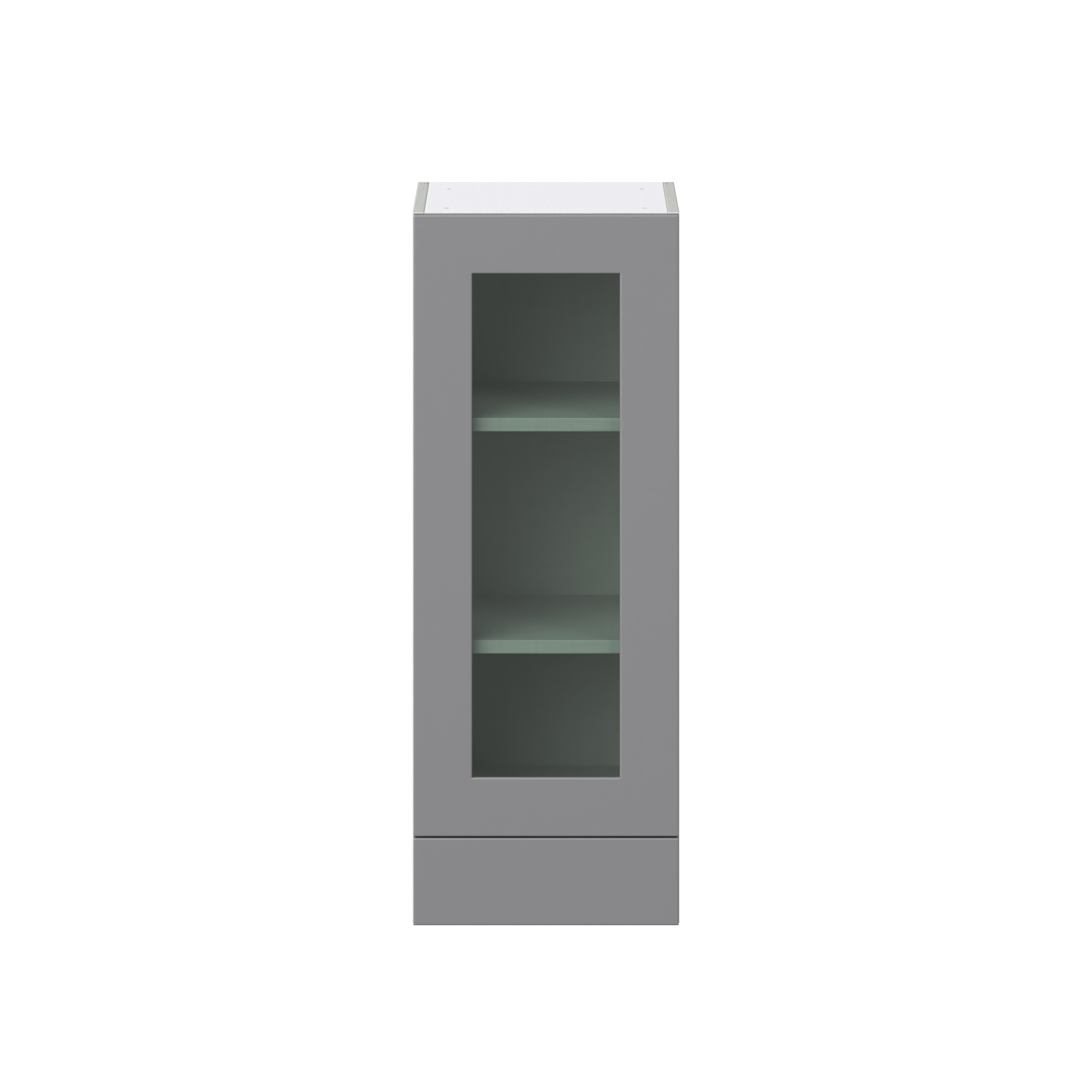 Willow Painted Slate Gray Shaker Assembled Wall Cabinet with a Glass Door and a 5 in. Drawer (15 in. W x 40 in. H x 14 in. D)