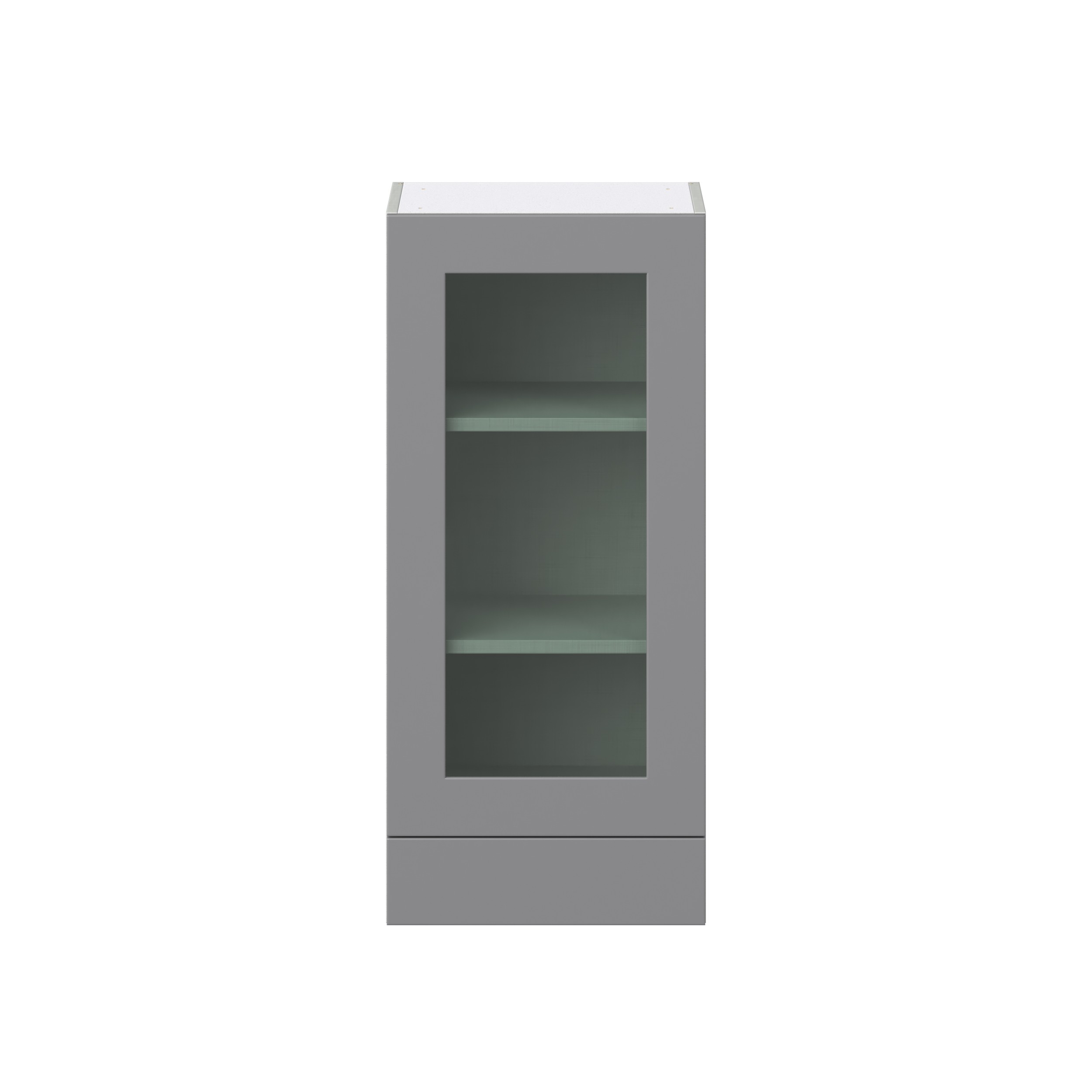 Willow Painted Slate Gray Shaker Assembled Wall Cabinet with a Glass Door and a 5 in. Drawer (18 in. W x 40 in. H x 14 in. D)