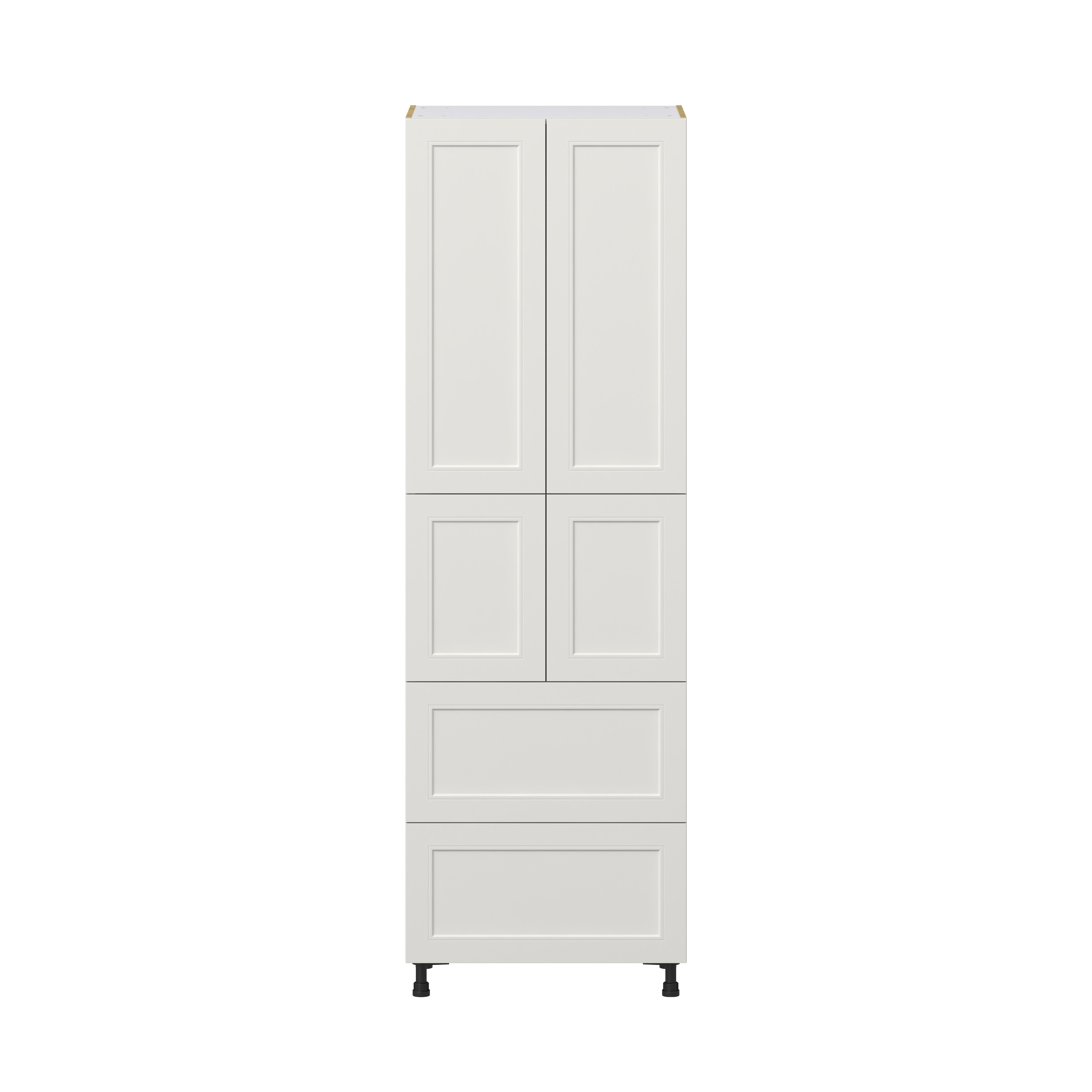 Wisteria Painted Light Gray Recessed Assembled Pantry Cabinet 4 Doors with 2 Drawers and 2 Inner Drawers (30 in. W X 94.5 in. H X 24 in. D)