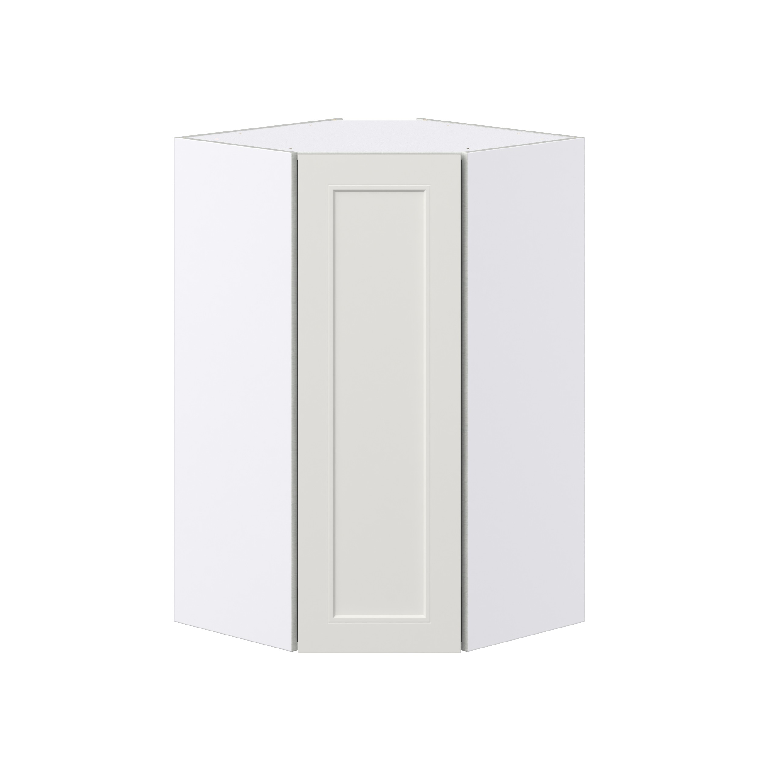 Wisteria Painted Light Gray Recessed Assembled Wall Diagonal Corner Cabinet with a Door (24 in. W x 40 in. H x 24 in. D)