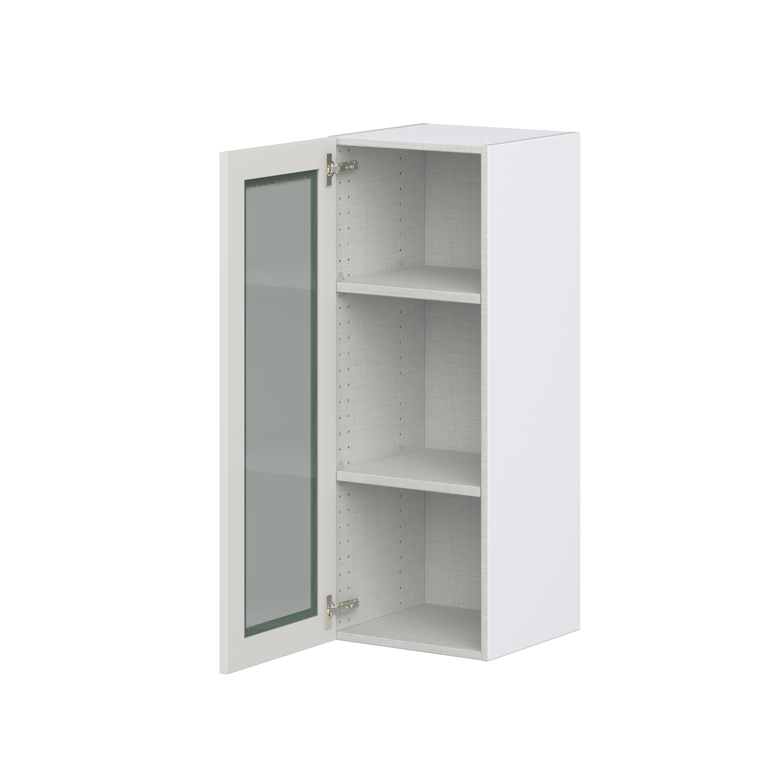 Wisteria Painted Light Gray Recessed Assembled Wall Cabinet with a Full High Glass Door (15 in. W x 40 in. H x 14 in. D)