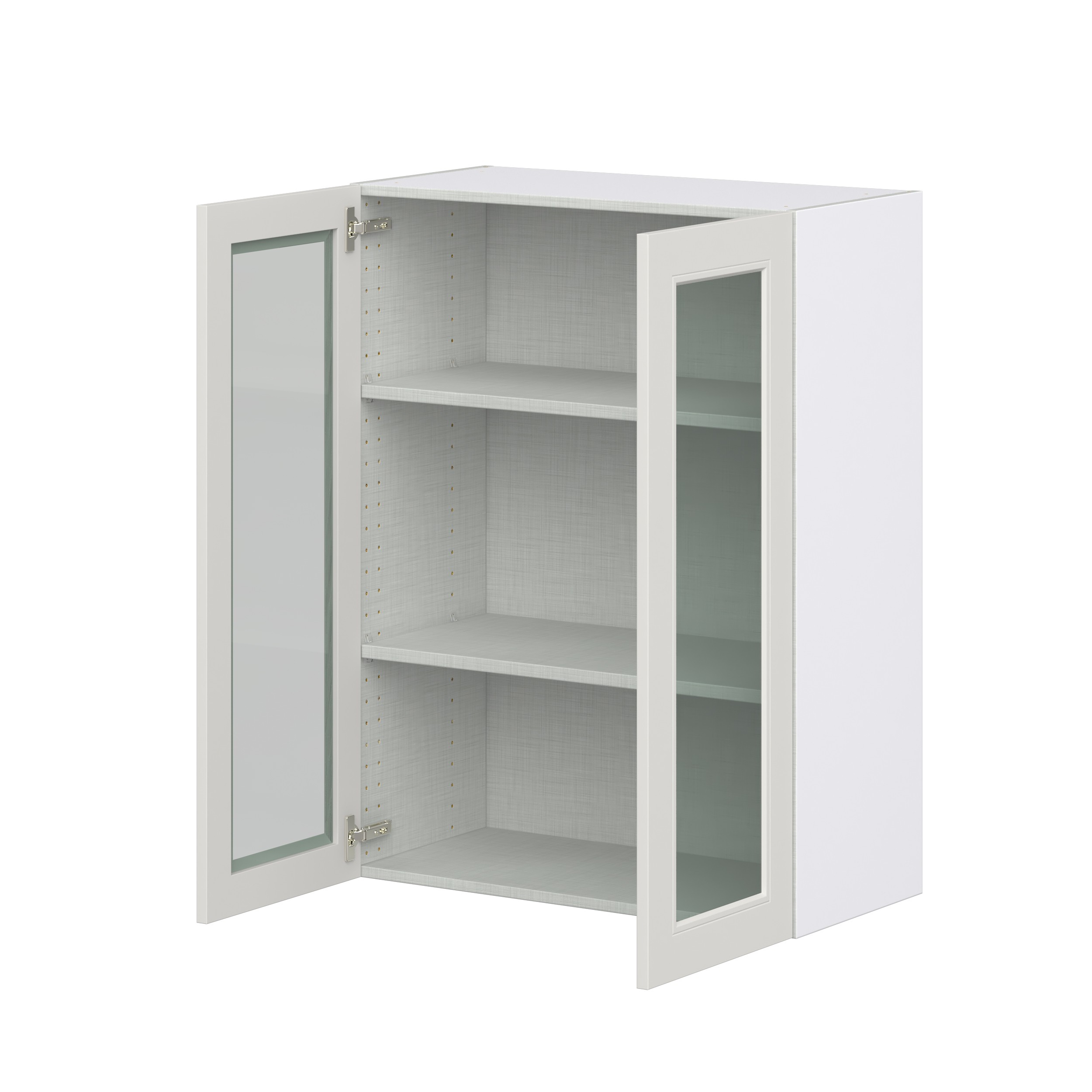 Wisteria Painted Light Gray Recessed Assembled Wall Cabinet with 2 Glass Door (30 in. W x 40 in. H x 14 in. D)