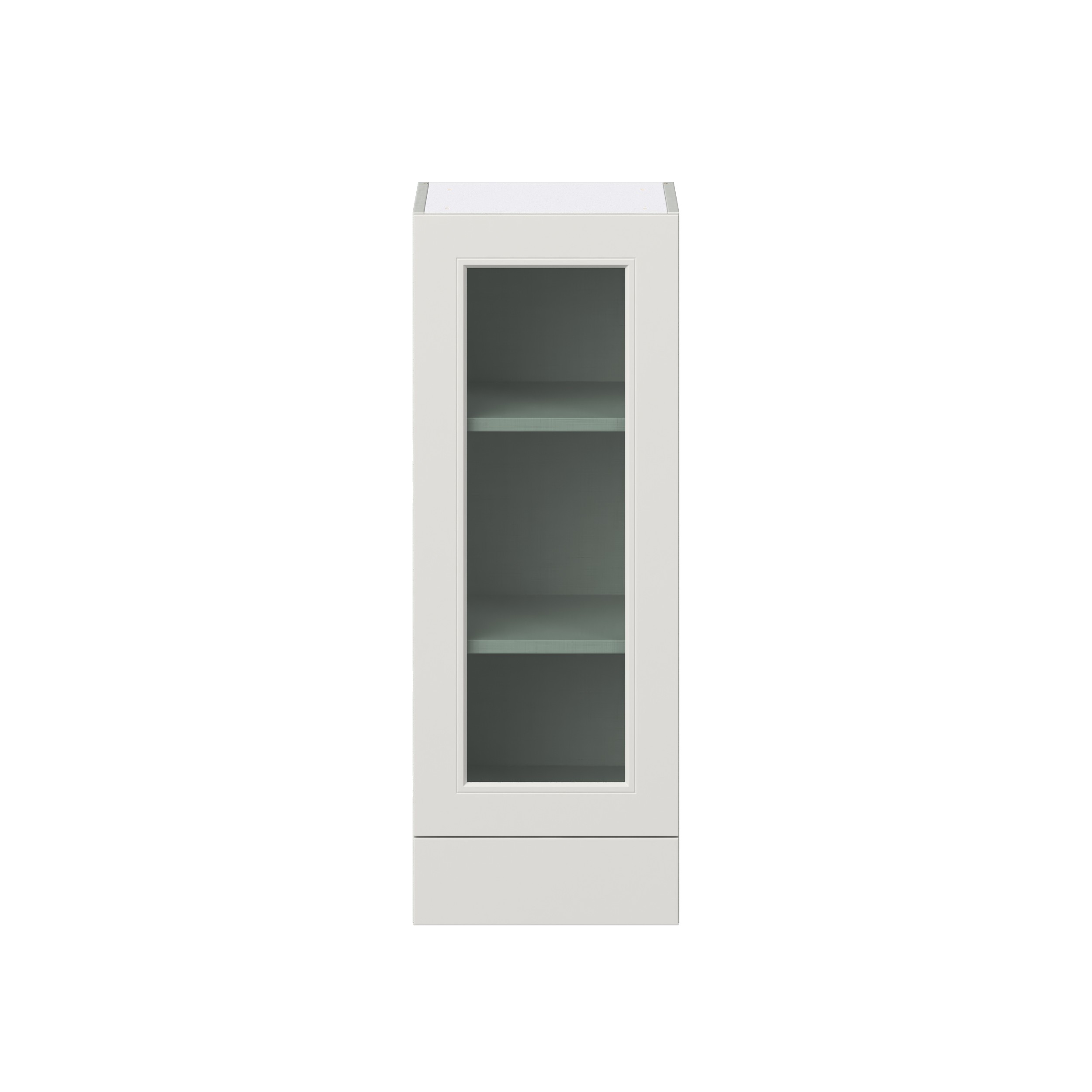 Wisteria Painted Light Gray Recessed Assembled Wall Cabinet with a Glass Door and a 5 in. Drawer (15 in. W x 40 in. H x 14 in. D)