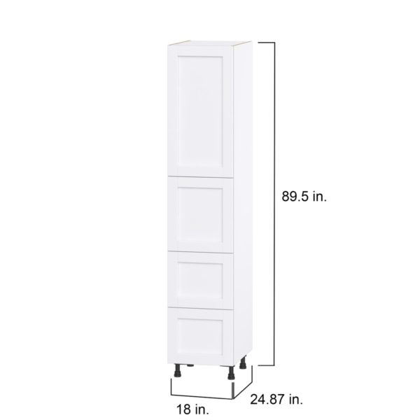 Dahlia Bright White  Shaker Assembled Pantry Cabinet 1 Doors with 2 Drawers and 2 Inner Drawers (18 in. W X 89.5 in. H X 24 in. D)