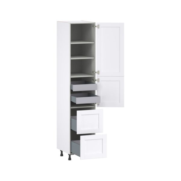 Dahlia Bright White  Shaker Assembled Pantry Cabinet 1 Doors with 2 Drawers and 2 Inner Drawers (18 in. W X 89.5 in. H X 24 in. D)