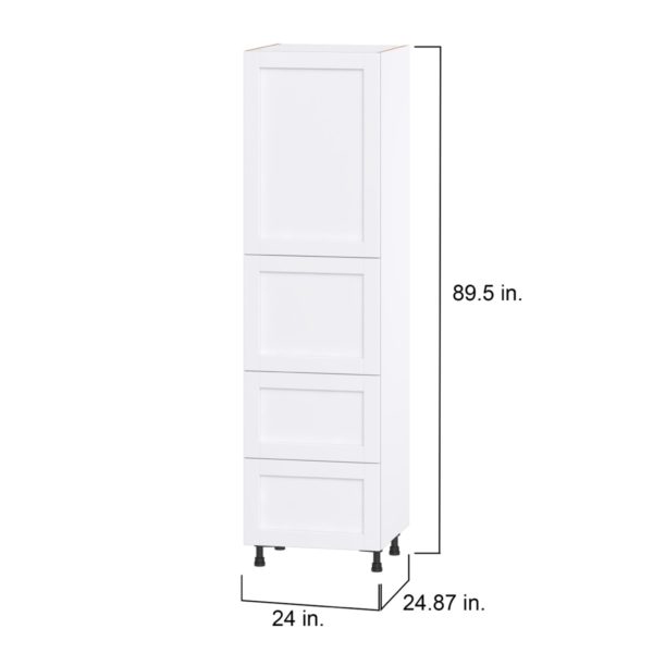 Dahlia Bright White  Shaker Assembled Pantry Cabinet 1 Doors with 2 Drawers and 2 Inner Drawers (24 in. W X 89.5 in. H X 24 in. D)